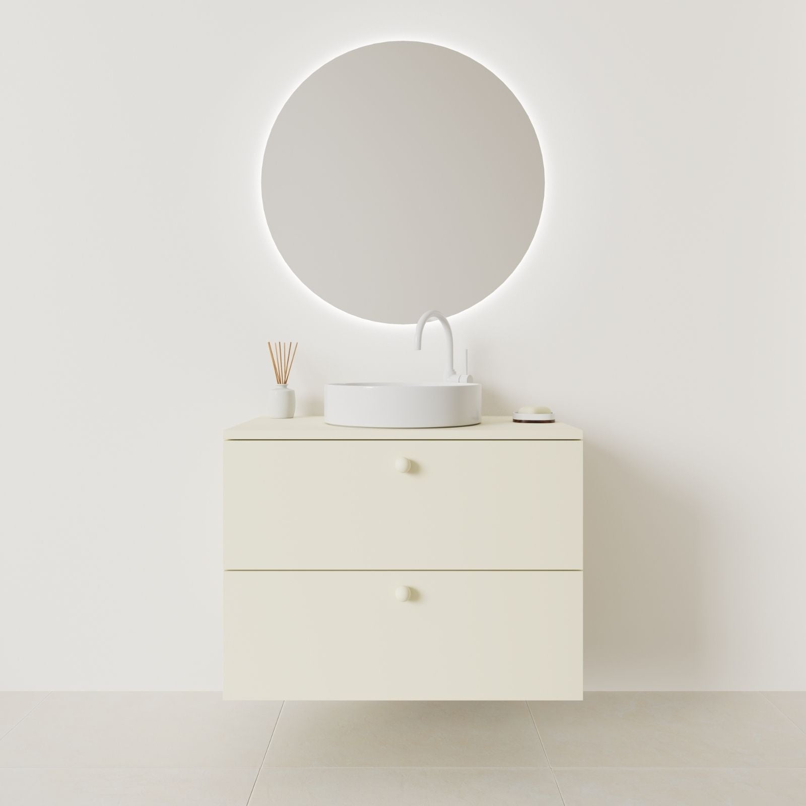 meuble salle de bain marco 80 cm coquille façade lisse vue face