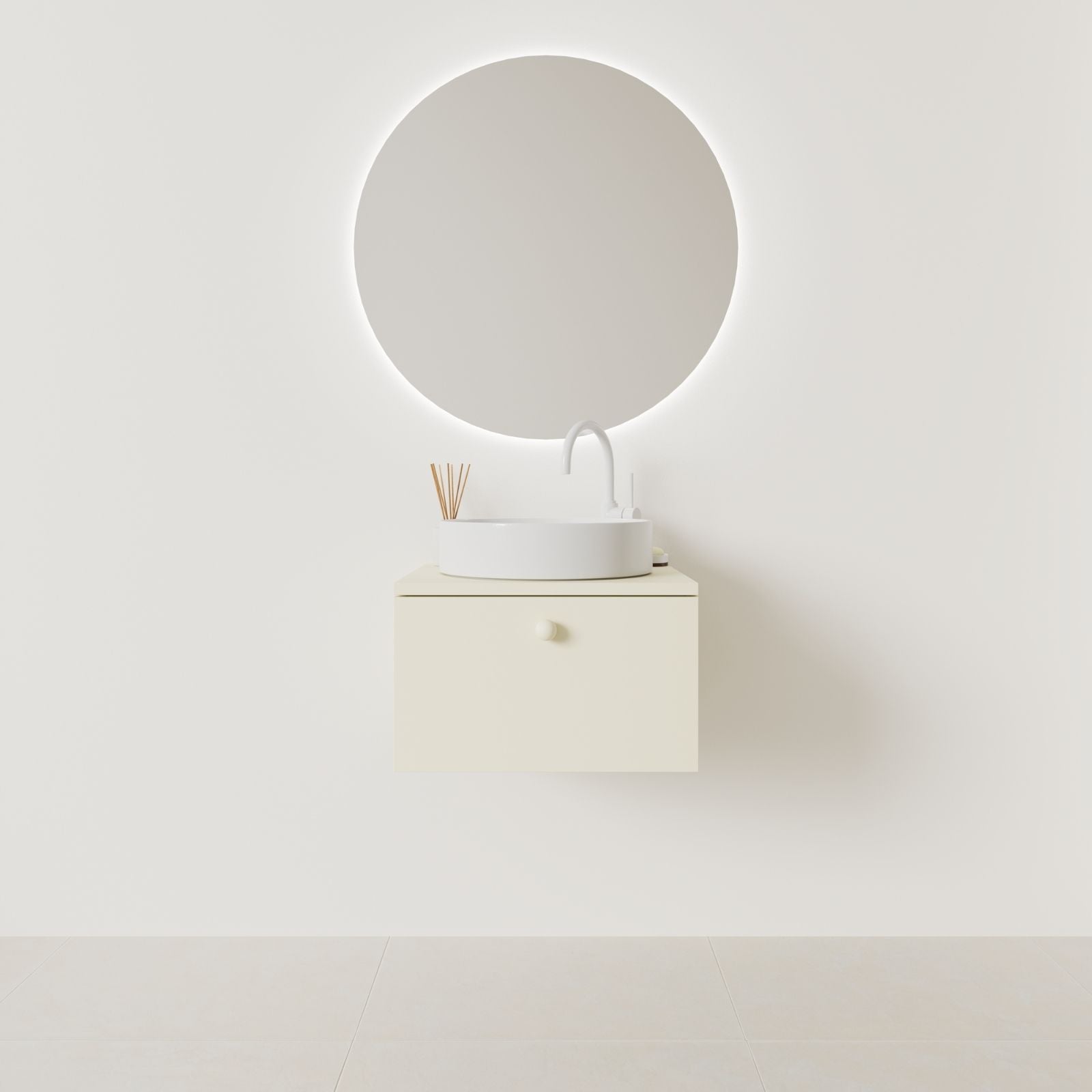 meuble salle de bain mino 50 cm coquille façade lisse vue face
