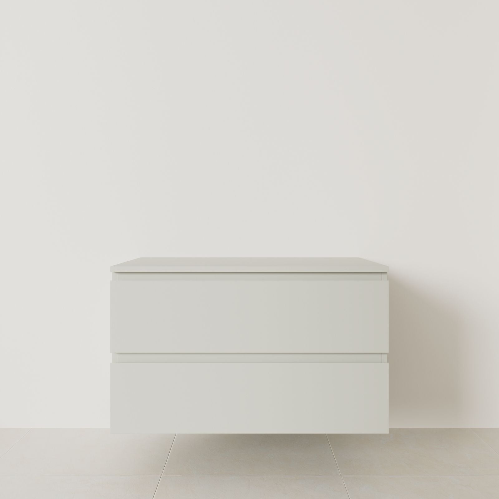 meuble salle de bain marco craie 100 cm meuble seul suspendu poignées intégrées vue face.