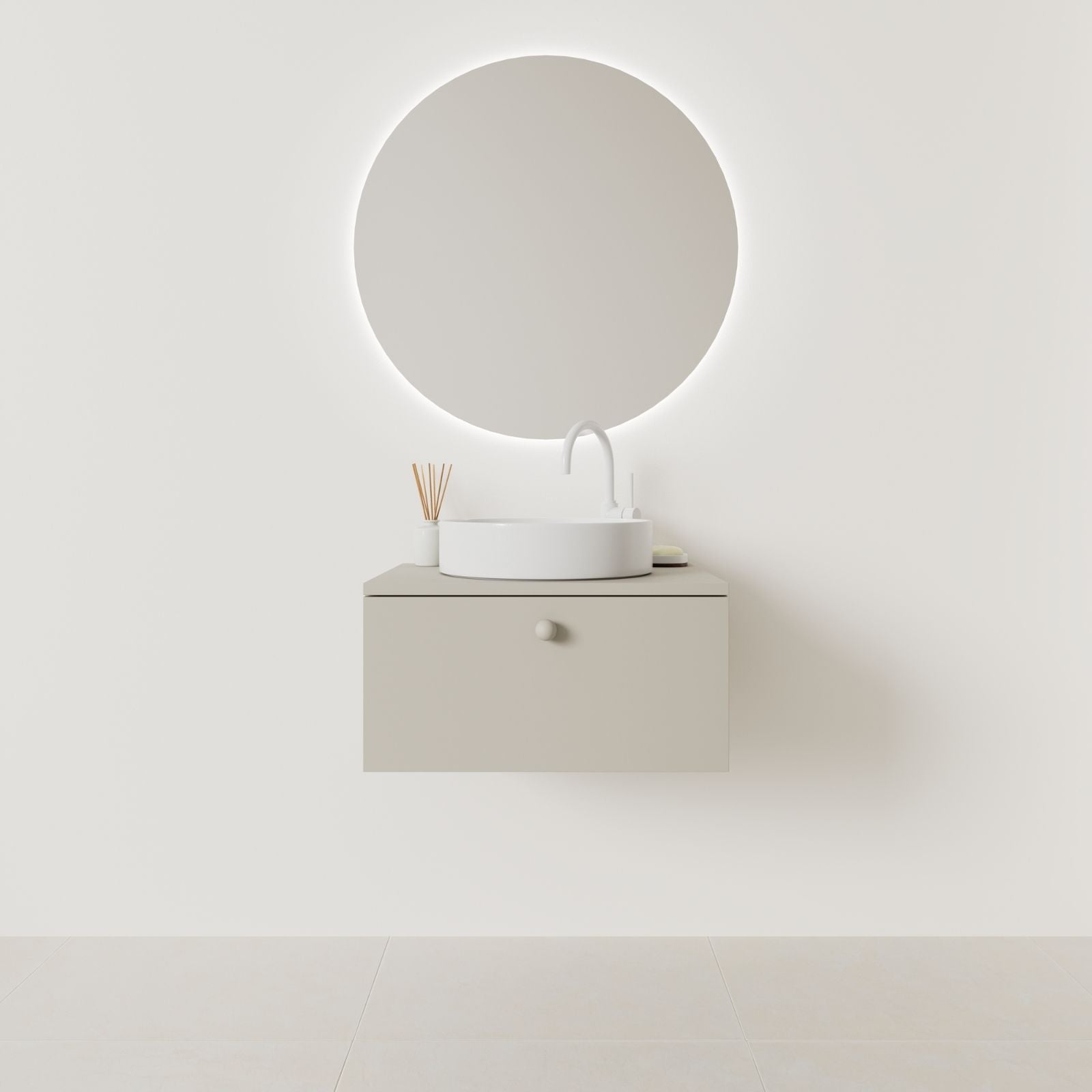 meuble salle de bain mino 60 cm greige façade lisse vue face
