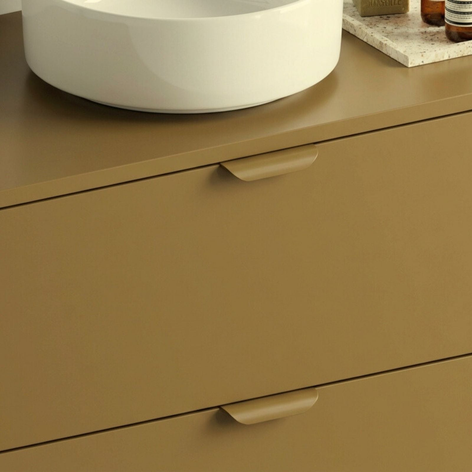 poignée meuble salle de bain Léo ocre façade tiroir
