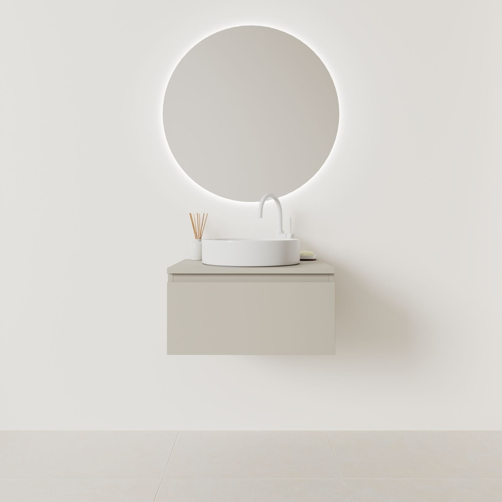 meuble salle de bain mino 60 cm greige façade prise de main vue face