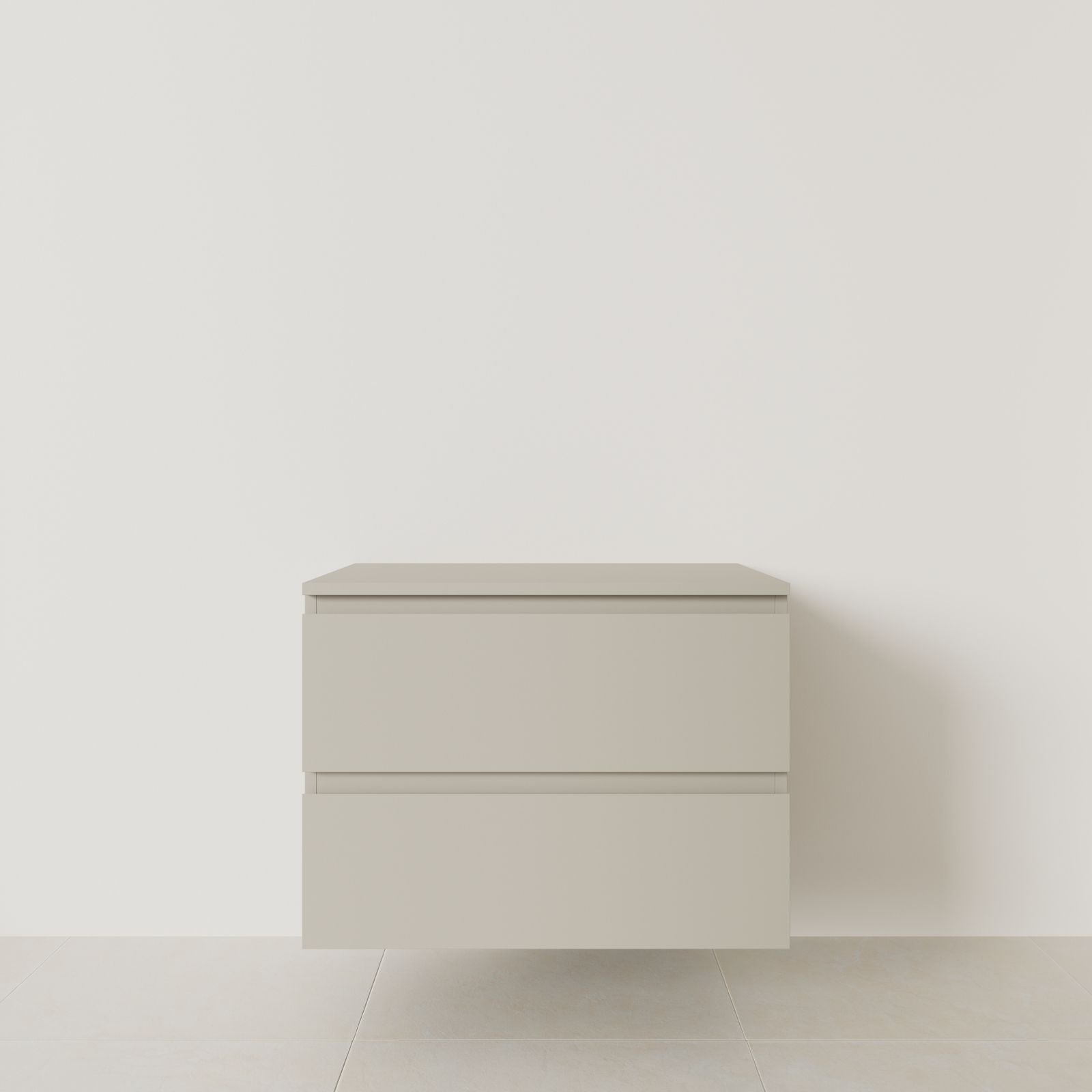 meuble salle de bain marco greige 80 cm meuble seul suspendu poignées intégrées vue face.