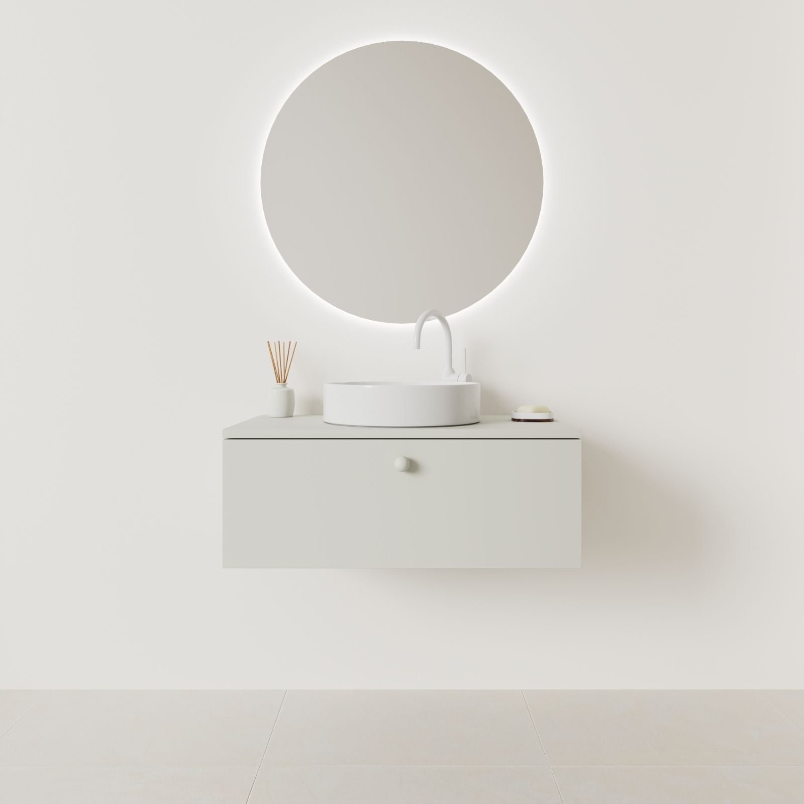 meuble salle de bain mino 80 cm craie façade lisse vue face
