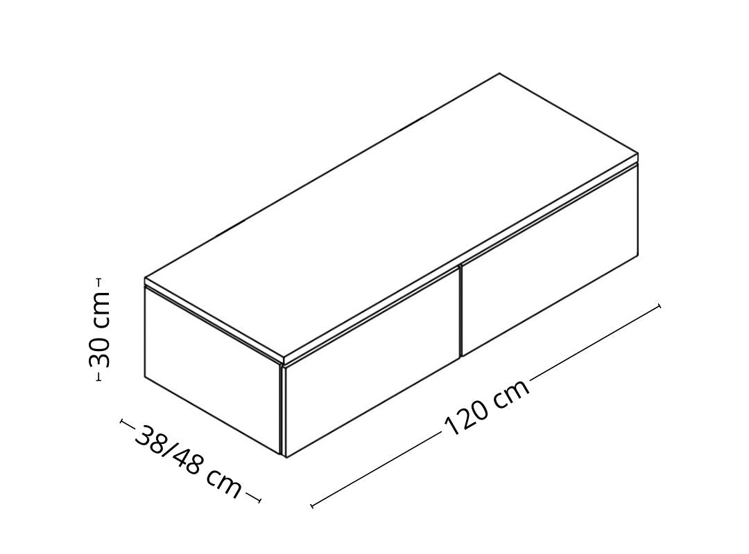 Dimensions sur vue en axonométrie avec dimensions meuble Mino 120
