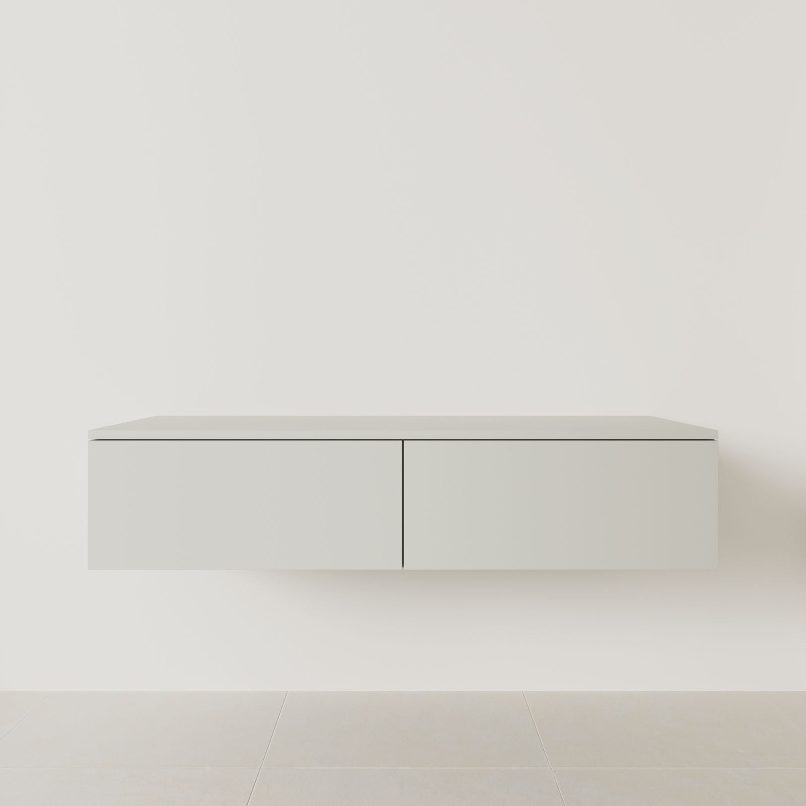 meuble salle de bain mino 140 cm double vasque suspendu craie meuble seul vue face