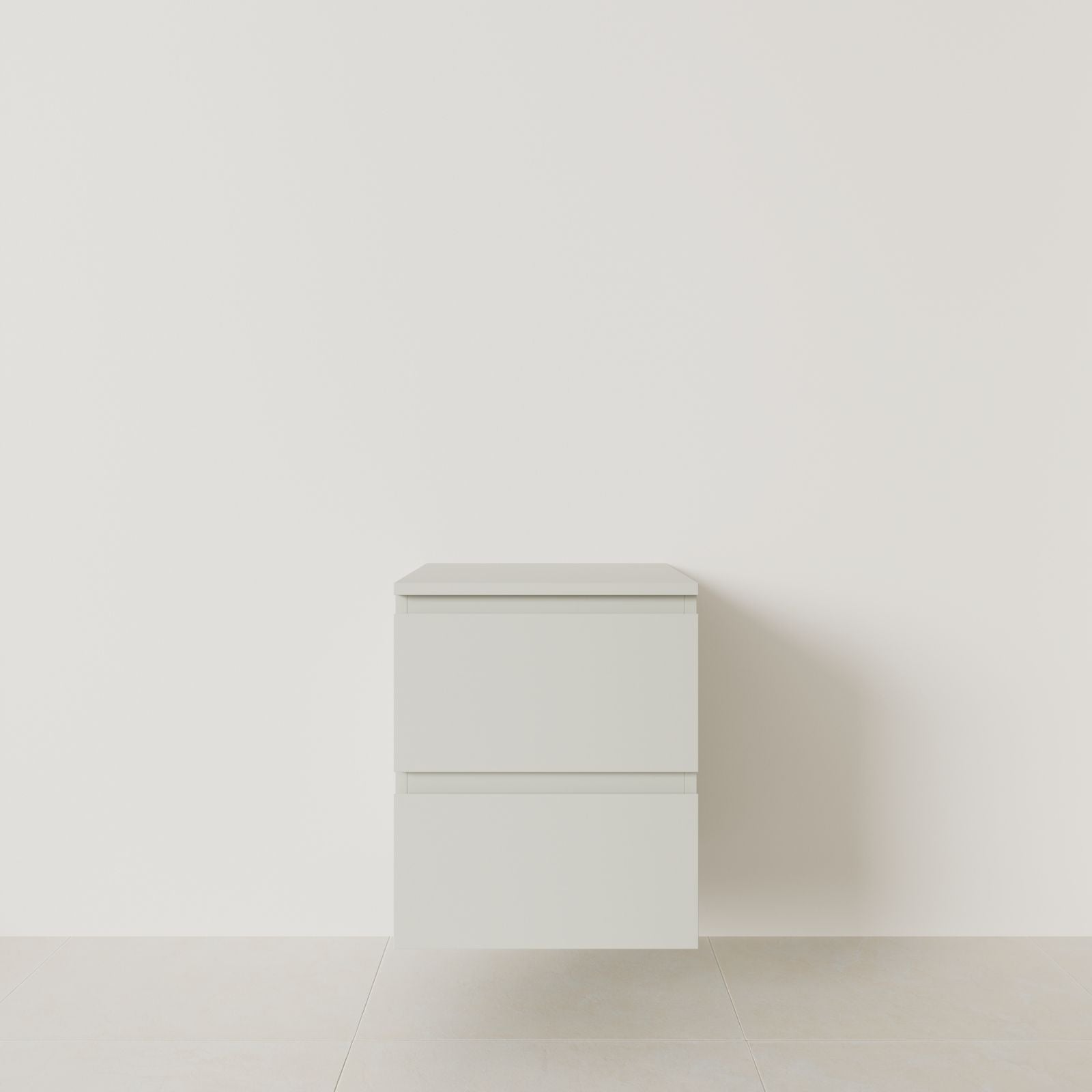 meuble salle de bain marco craie 50 cm meuble seul suspendu poignées intégrées vue face.