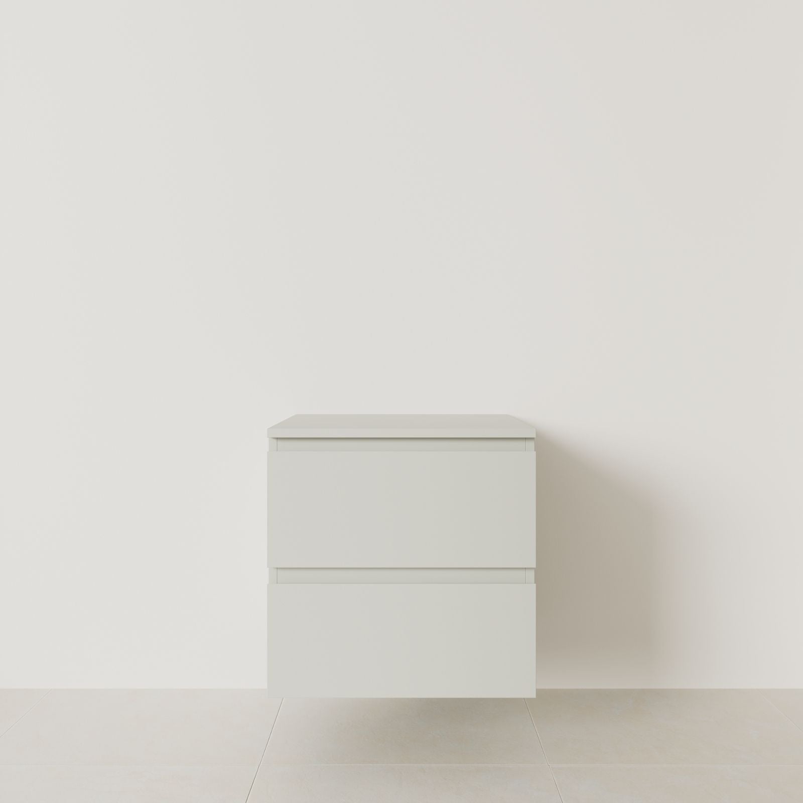 meuble salle de bain marco craie 60 cm meuble seul suspendu poignées intégrées vue face.