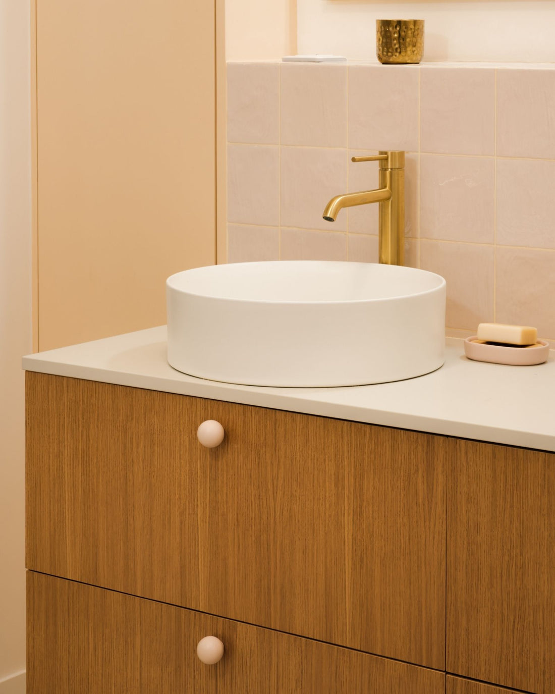 meuble de salle de bain chêne sur mesure