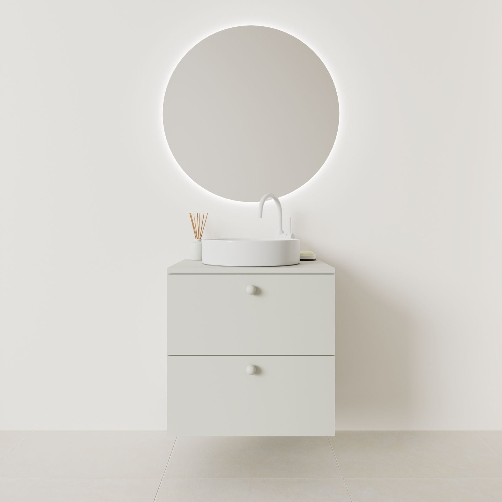 meuble salle de bain marco 60 cm craie façade lisse vue face