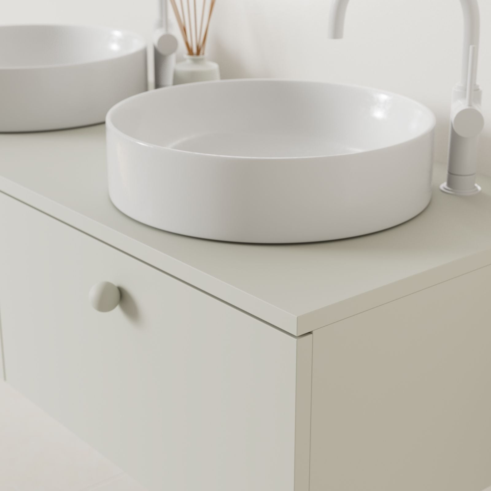 meuble salle de bain mino 120 cm craie double vasque à poser vue angle