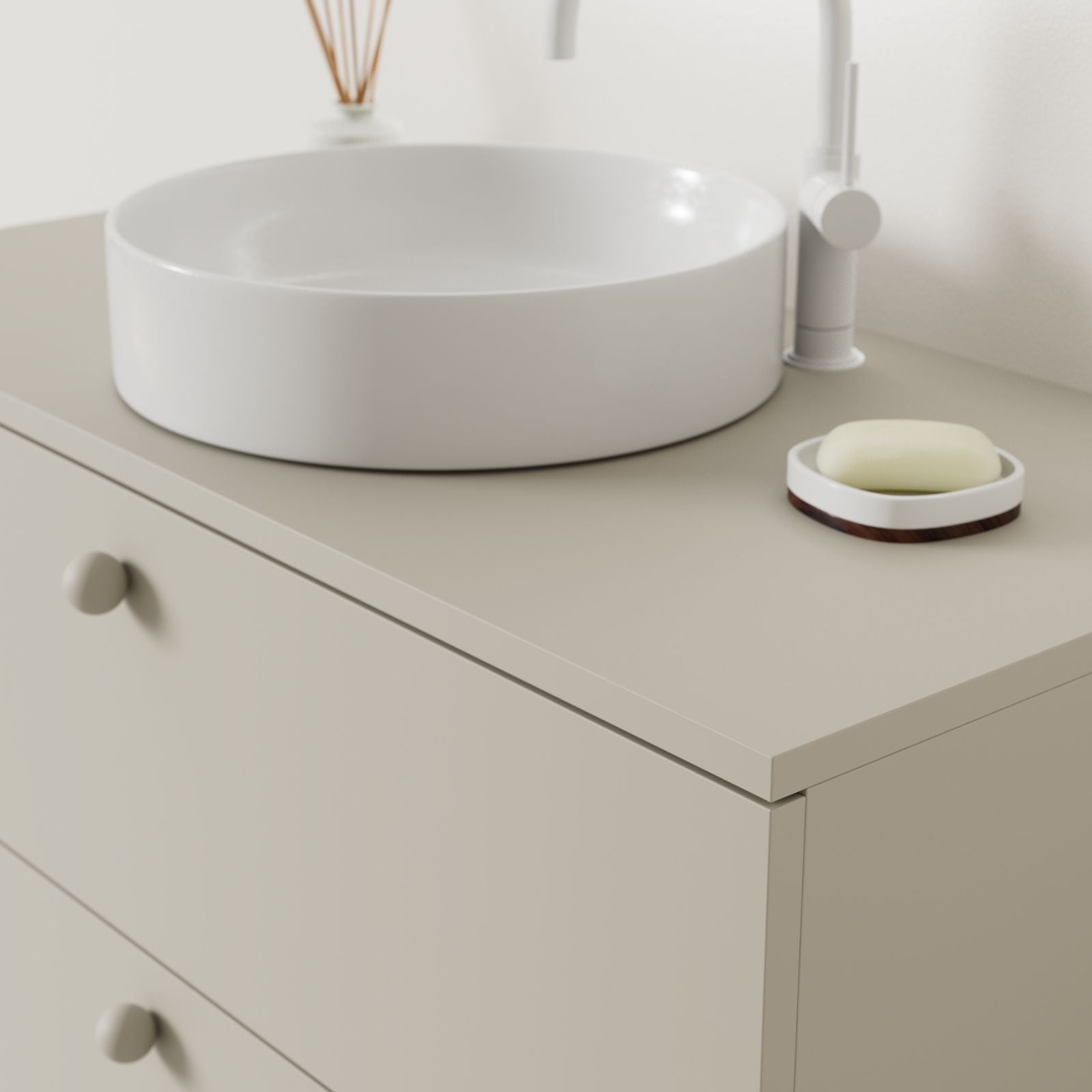 meuble salle de bain marco greige 100 cm avec vasque posé vue angle