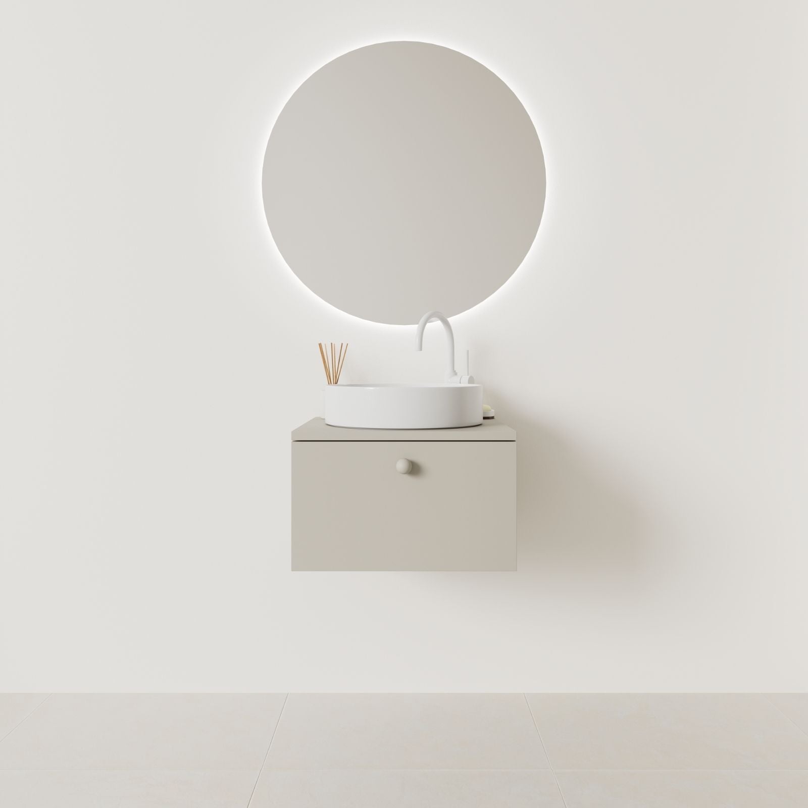 meuble salle de bain mino 50 cm greige façade lisse vue face
