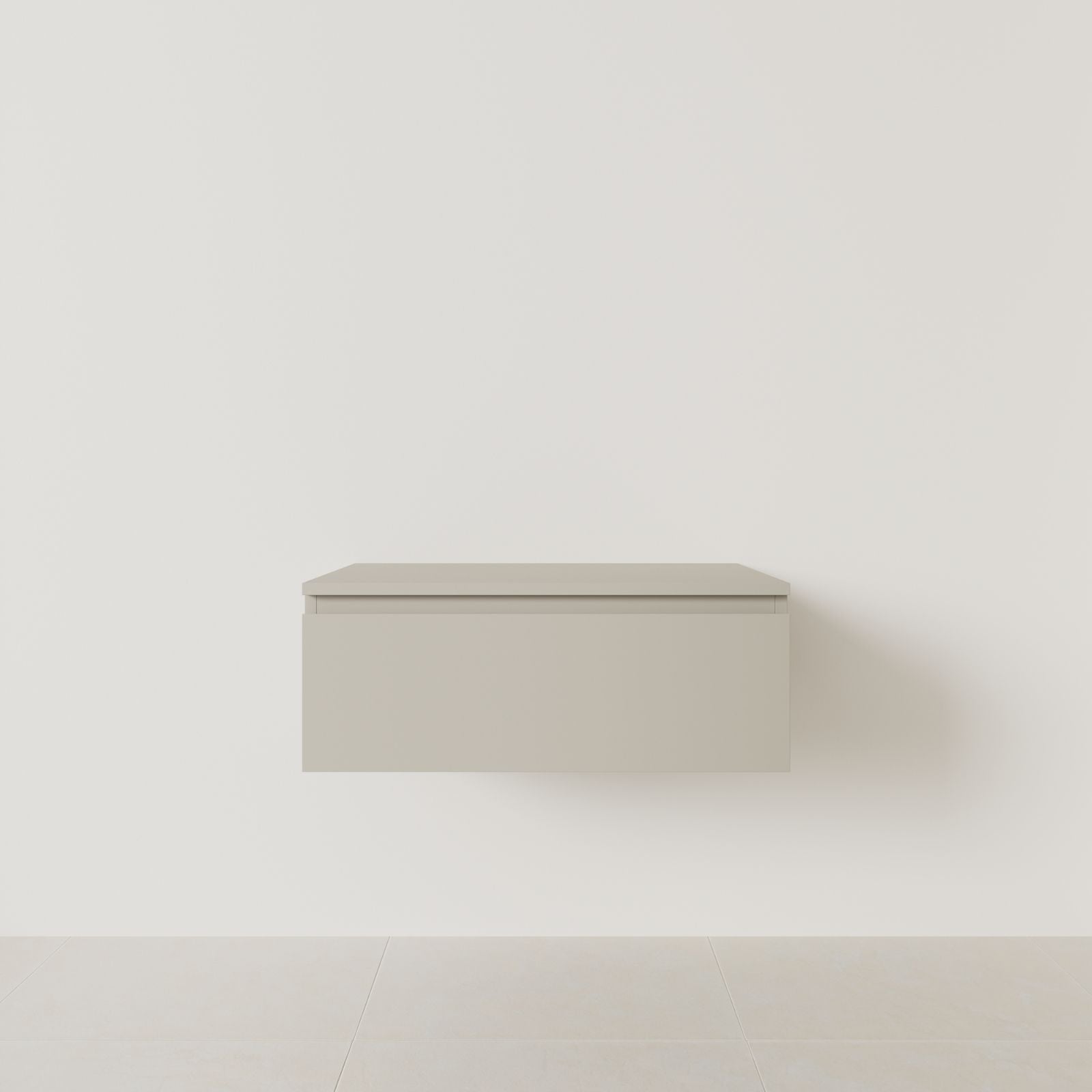 meuble salle de bain mino 80 cm greige meuble seul suspendu poignées intégrées vue face.