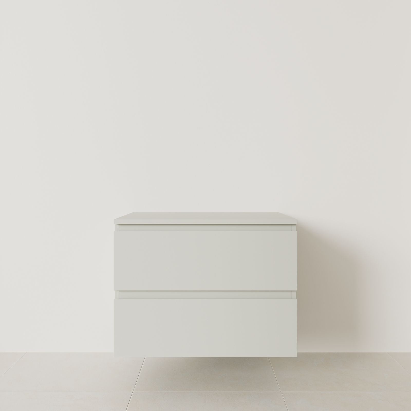 meuble salle de bain marco craie 80 cm meuble seul suspendu poignées intégrées vue face.