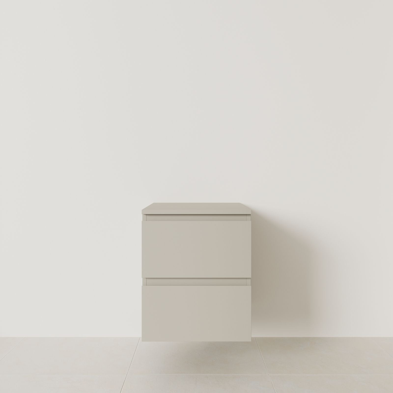 meuble salle de bain marco greige 50 cm meuble seul suspendu poignées intégrées vue face.