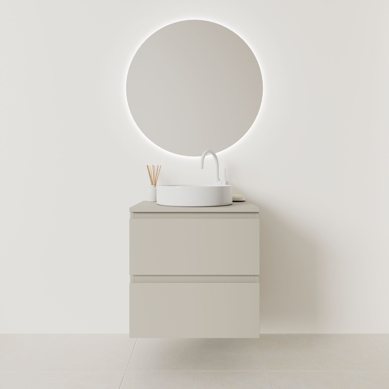 meuble salle de bain marco 60 cm greige façade prise de main vue face