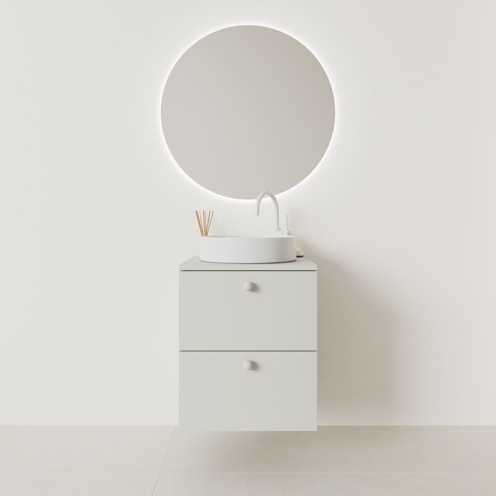 meuble salle de bain marco 50 cm craie façade lisse vue face