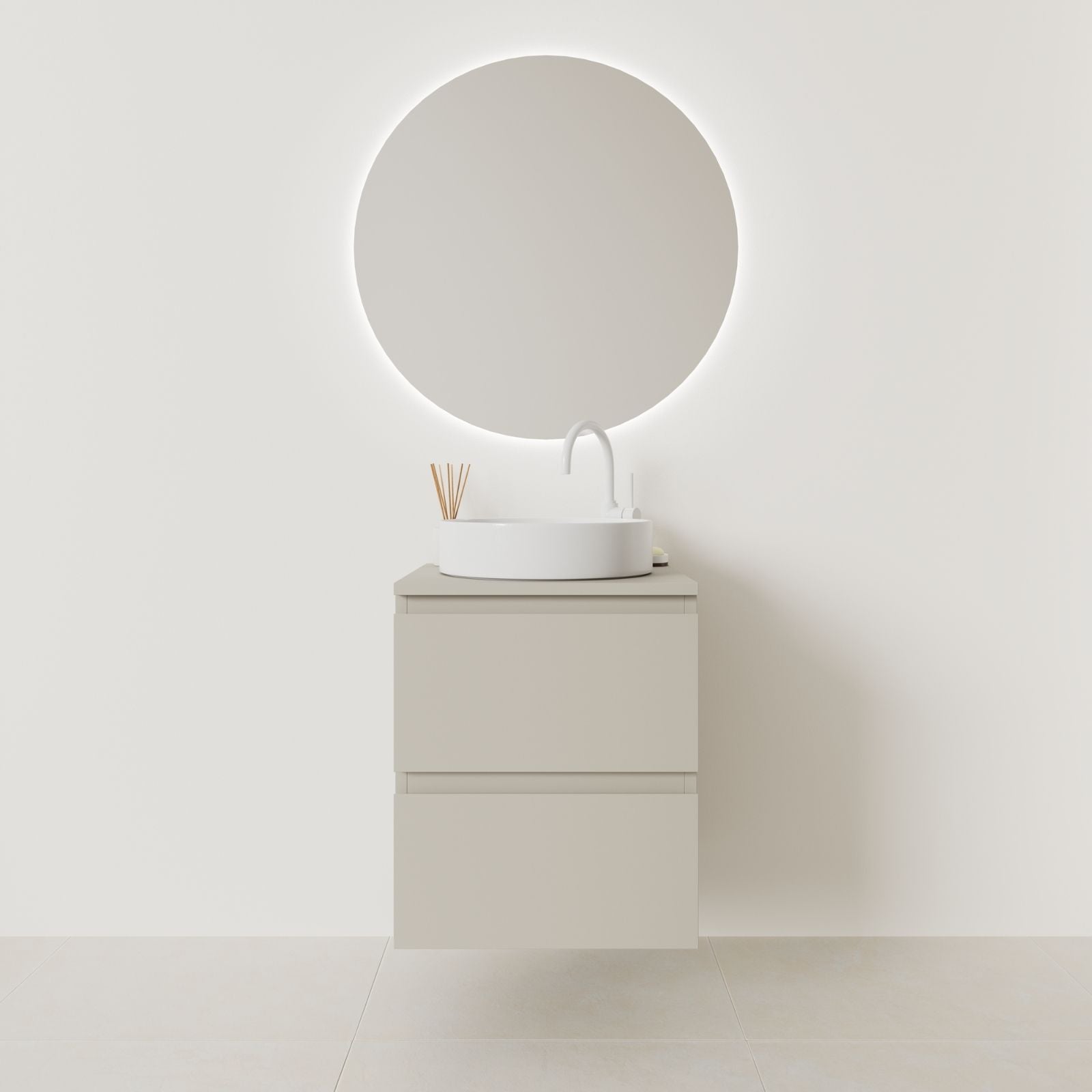 meuble salle de bain marco 50 cm greige façade prise de main vue face