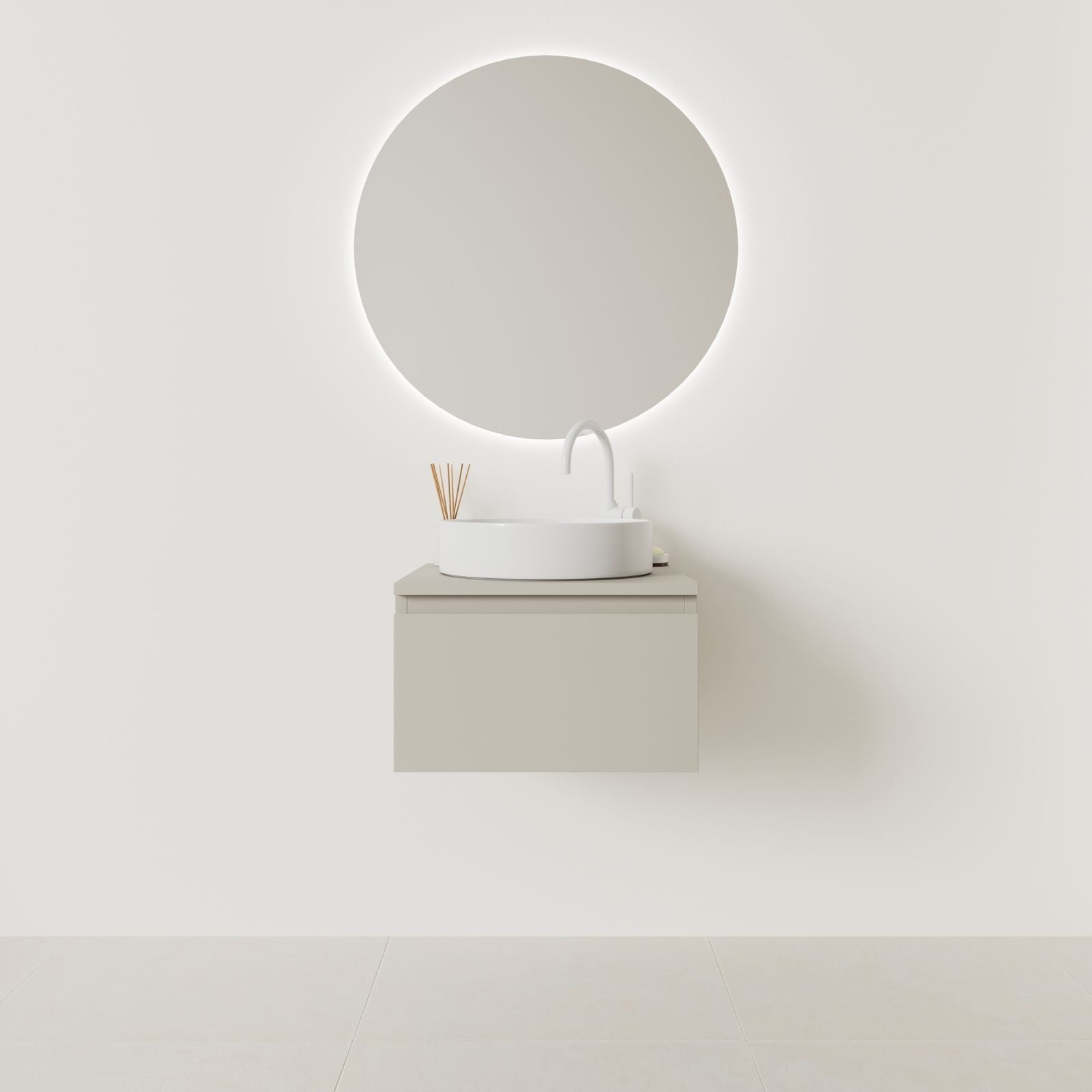meuble salle de bain mino 50 cm greige façade prise de main vue face