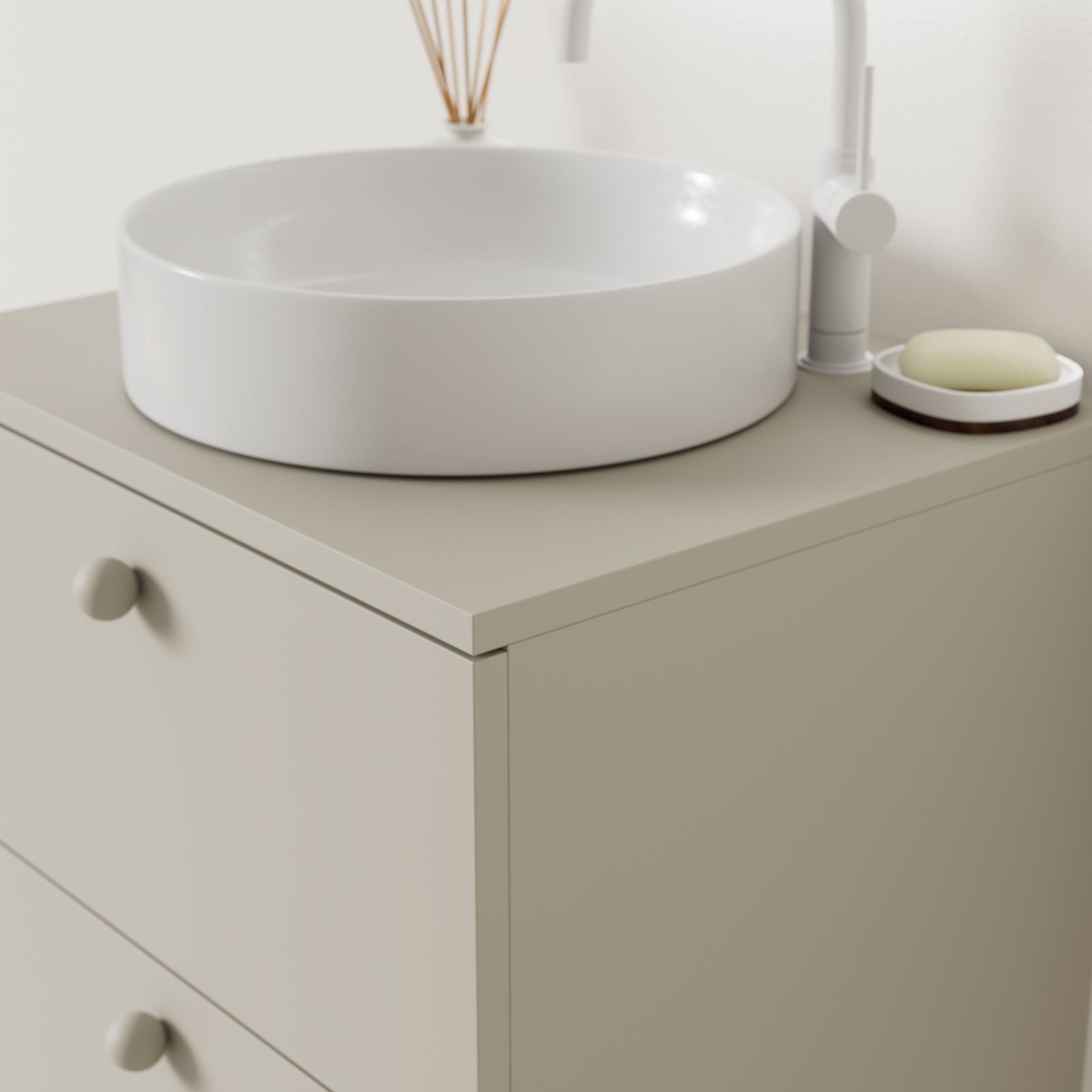 meuble salle de bain marco greige 60 cm avec vasque posé vue angle