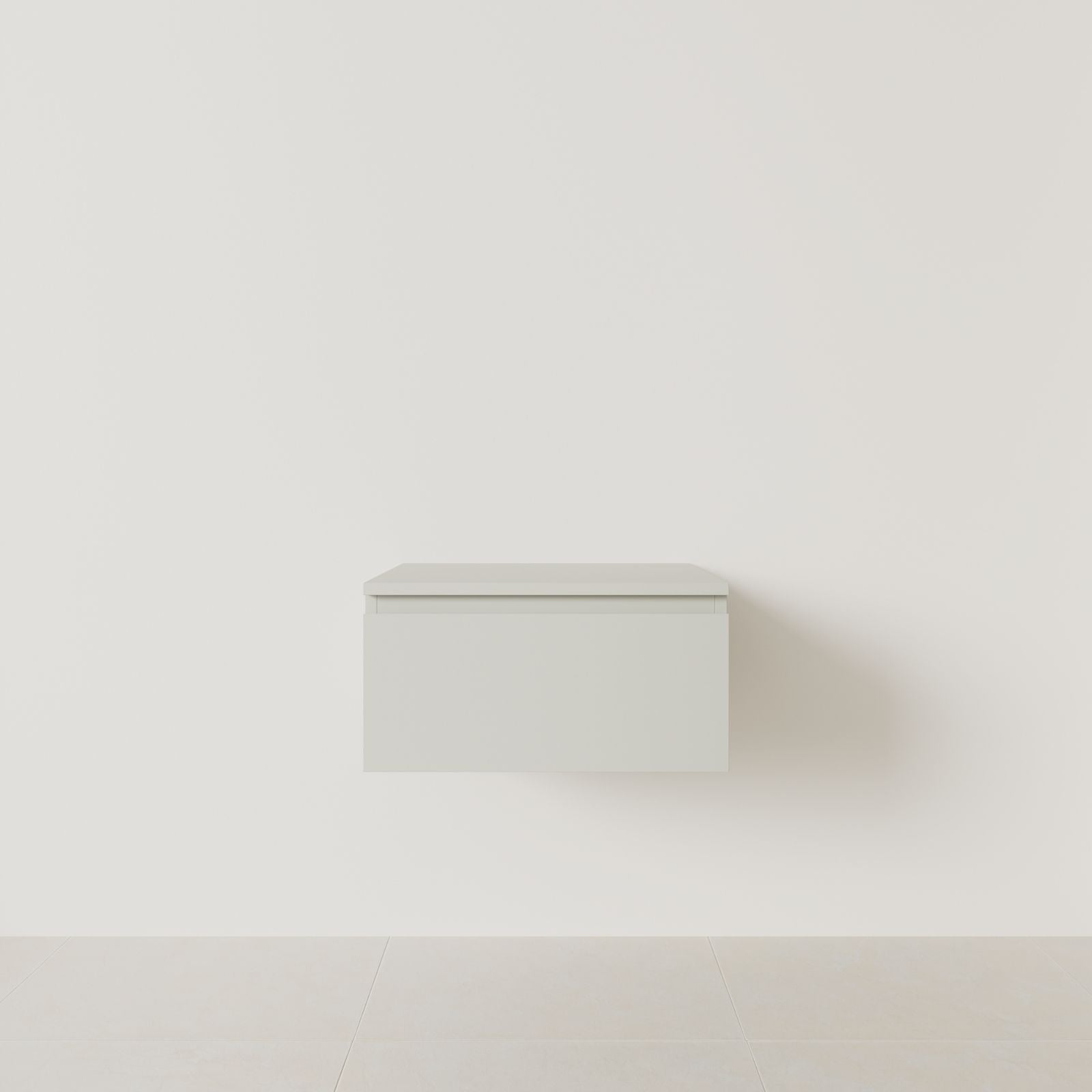 meuble salle de bain mino 60 cm craie meuble seul suspendu poignées intégrées vue face.