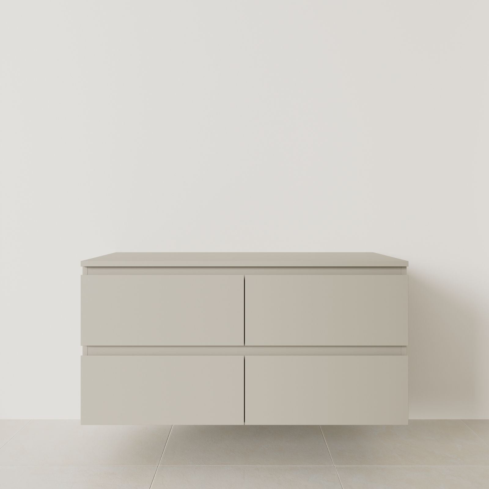 meuble salle de bain marco 120 cm double vasque suspendu greige poignées intégrées vue face.