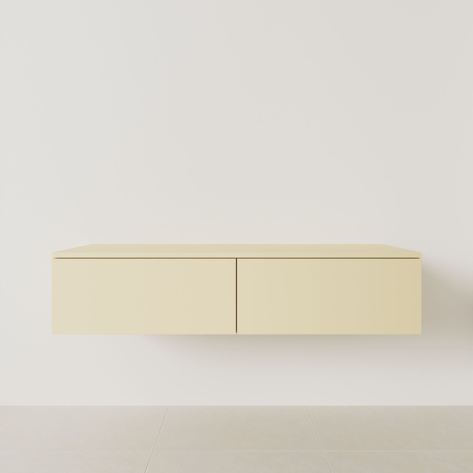 meuble salle de bain mino 140 cm double vasque suspendu jaune meuble seul vue face