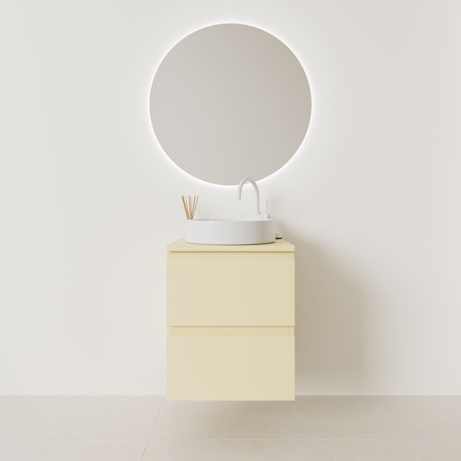 meuble salle de bain marco 50 cm jaune façade prise de main vue face