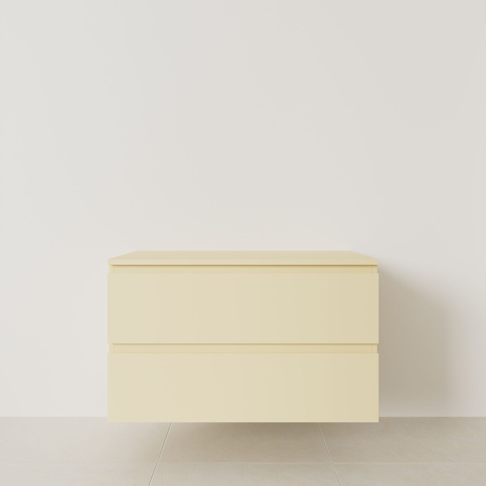 meuble salle de bain marco jaune 100 cm meuble seul suspendu poignées intégrées vue face.