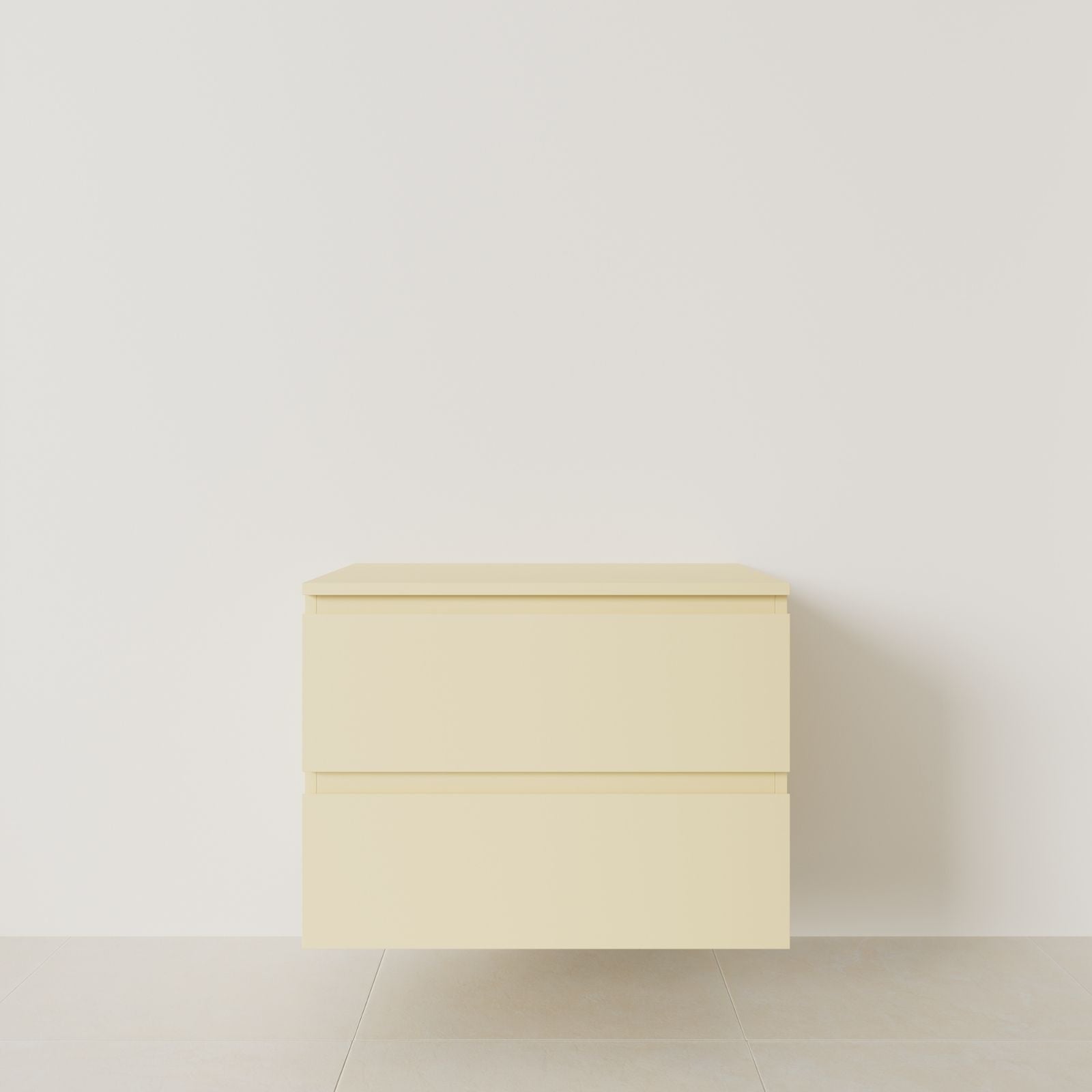 meuble salle de bain marco jaune 80 cm meuble seul suspendu poignées intégrées vue face.