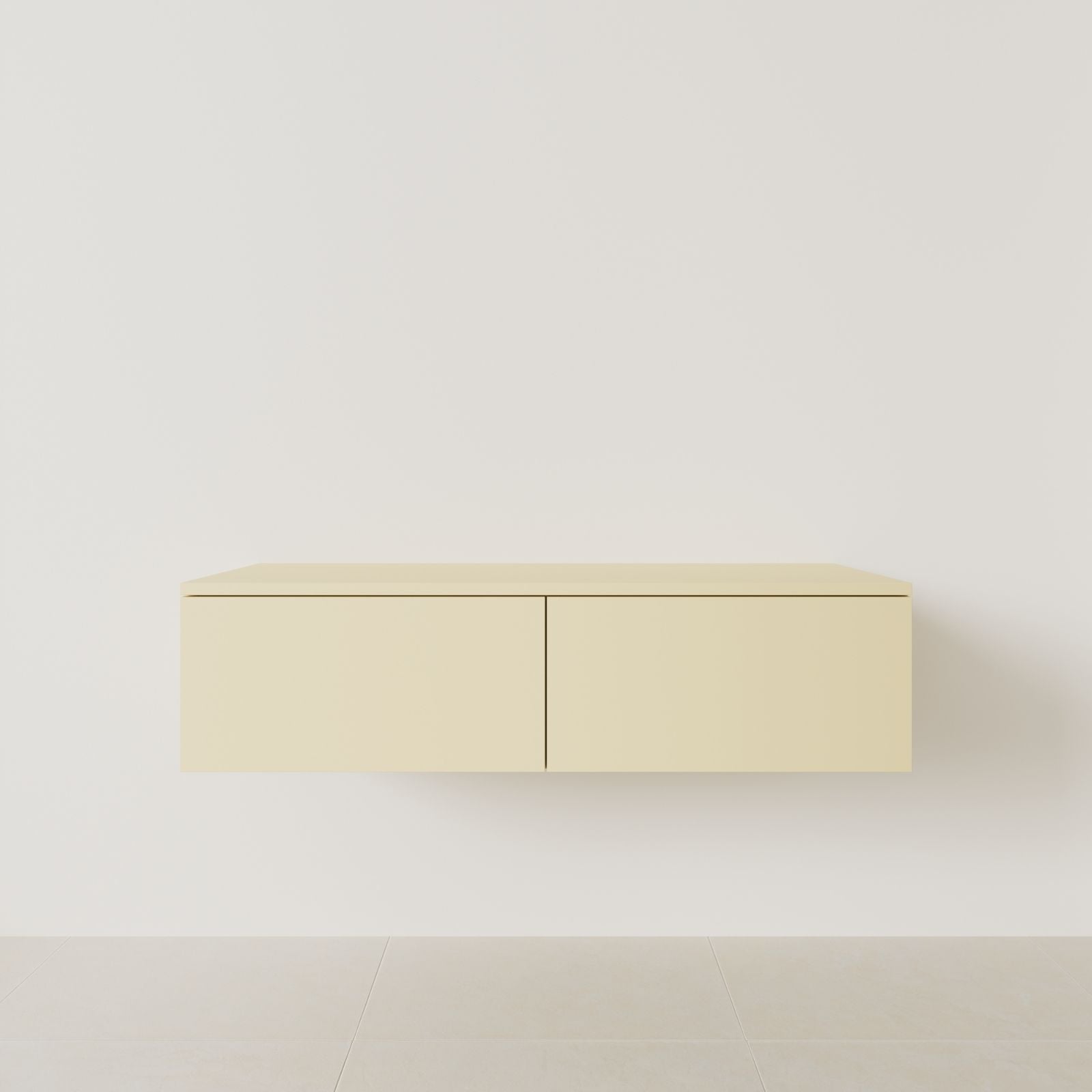 meuble salle de bain mino 120 cm double vasque suspendu jaune meuble seul vue face