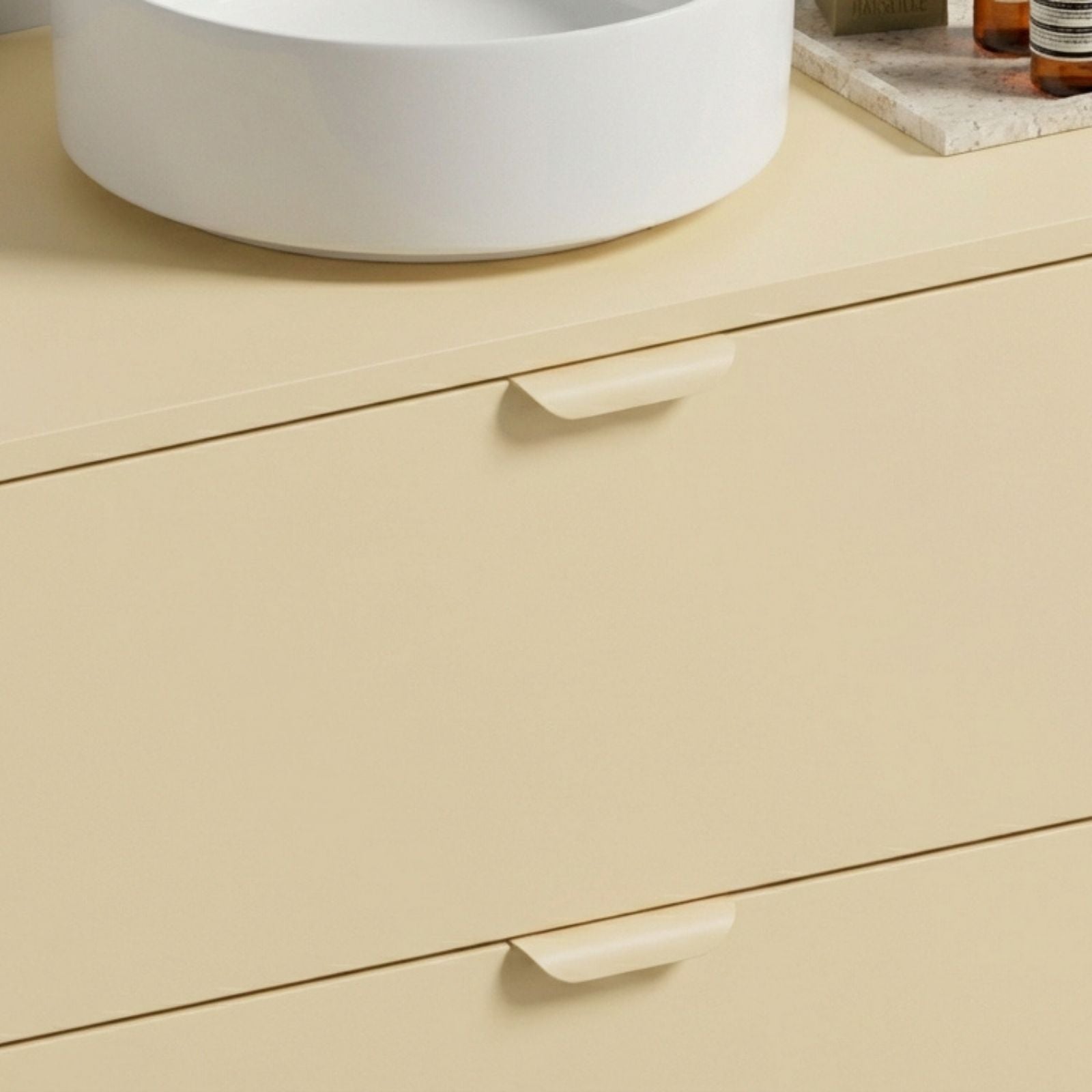 poignée meuble salle de bain Léo jaune façade tiroir