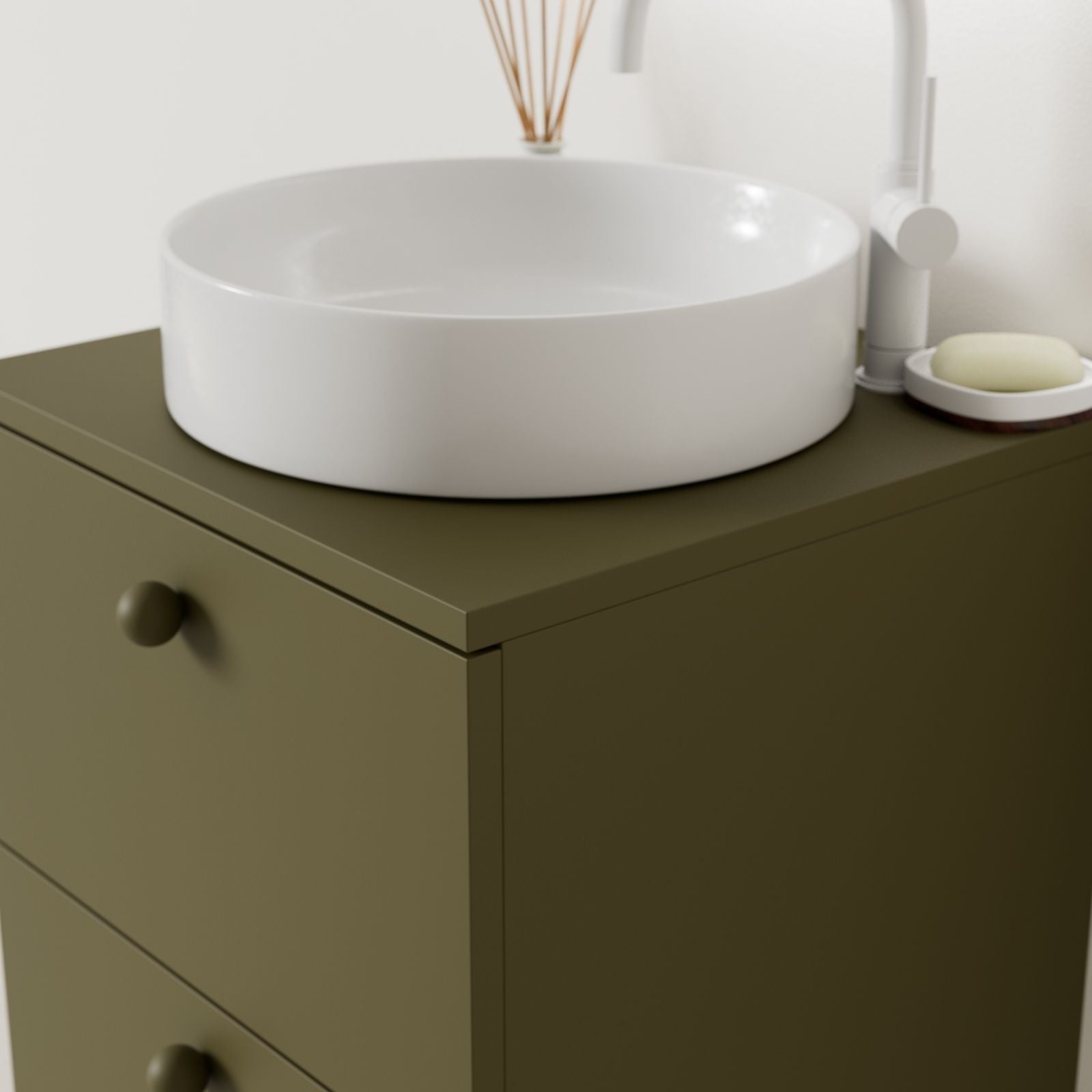 meuble salle de bain marco 50 cm kaki vue angle