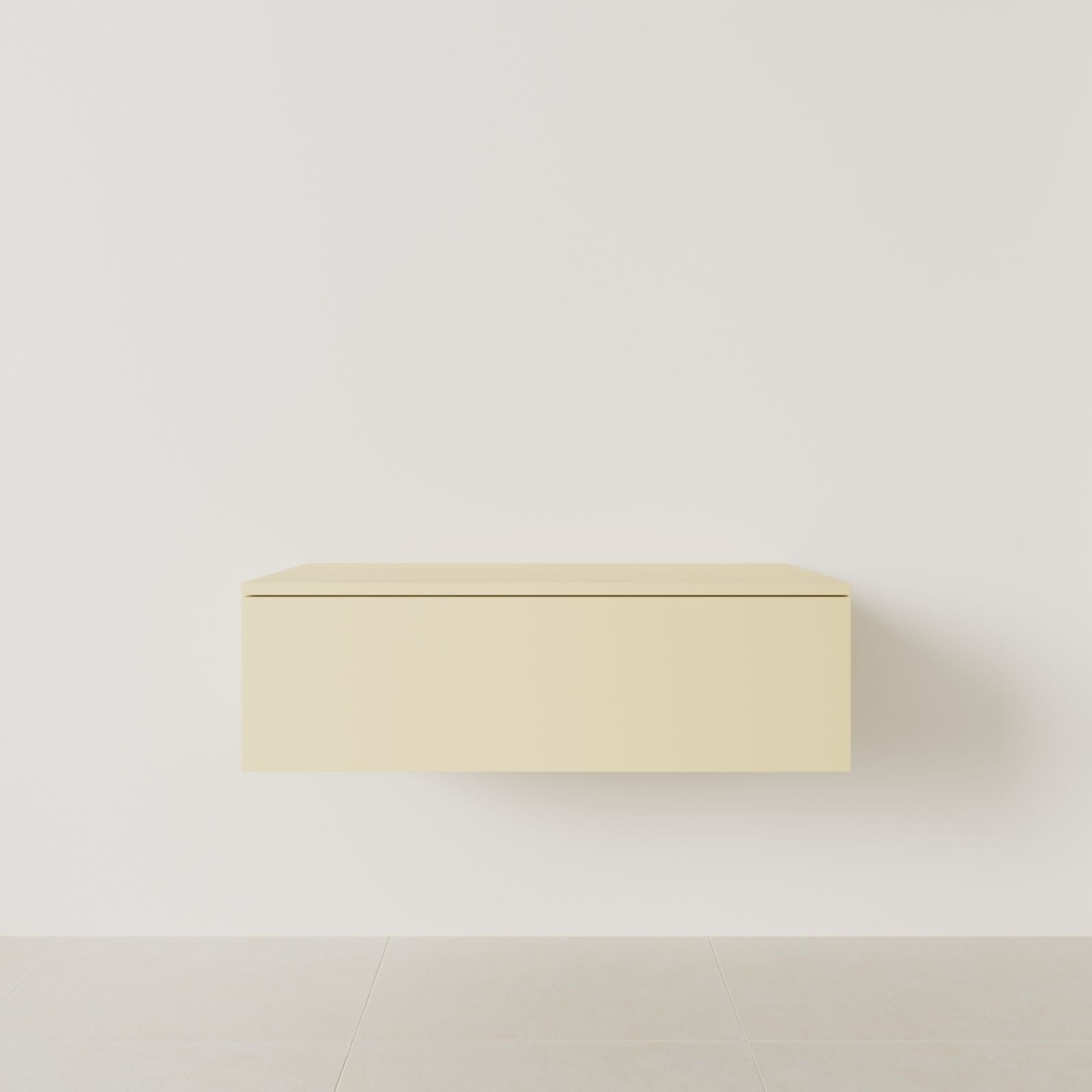 meuble salle de bain mino 100 cm jaune meuble seul suspendu vue face