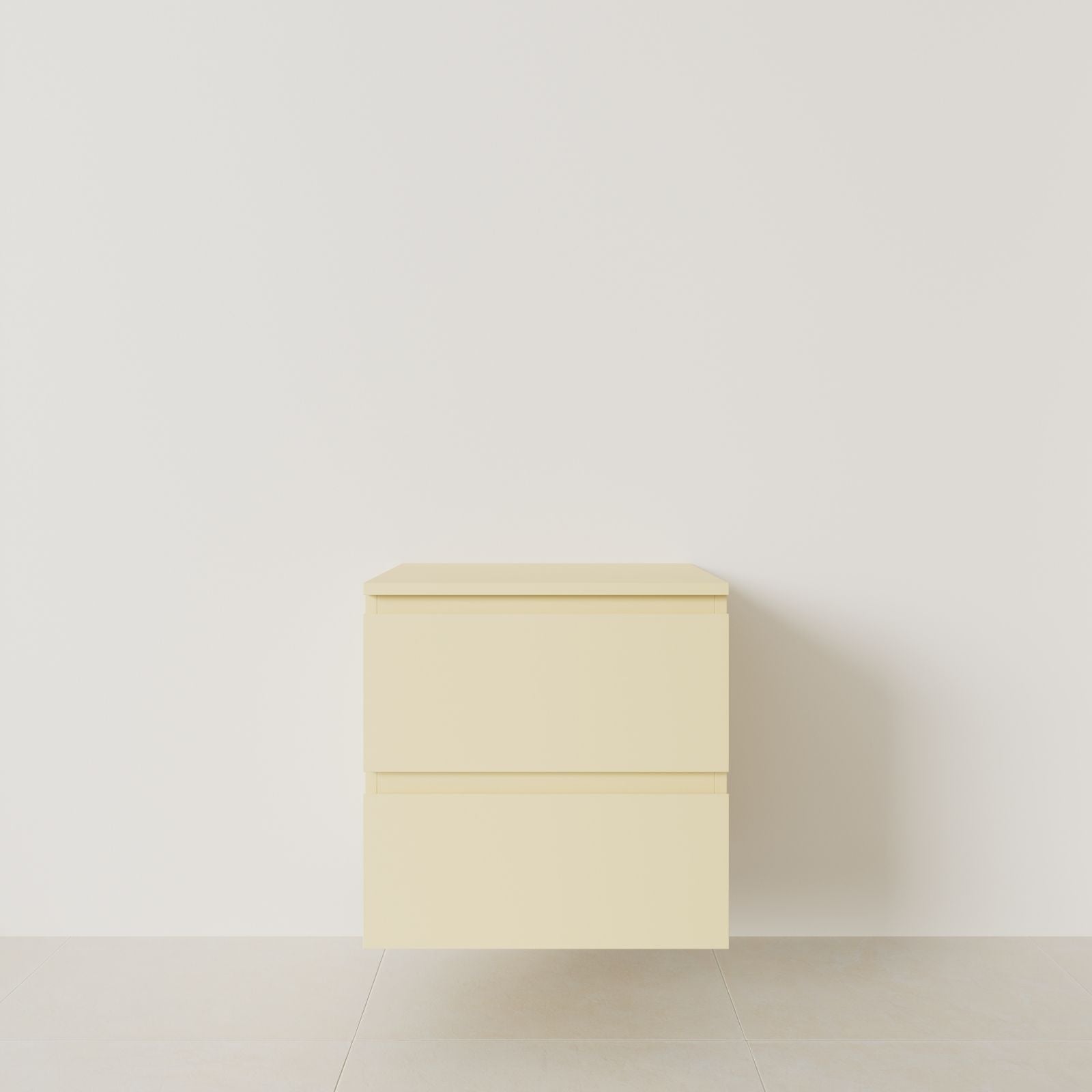 meuble salle de bain marco jaune 60 cm meuble seul suspendu poignées intégrées vue face.