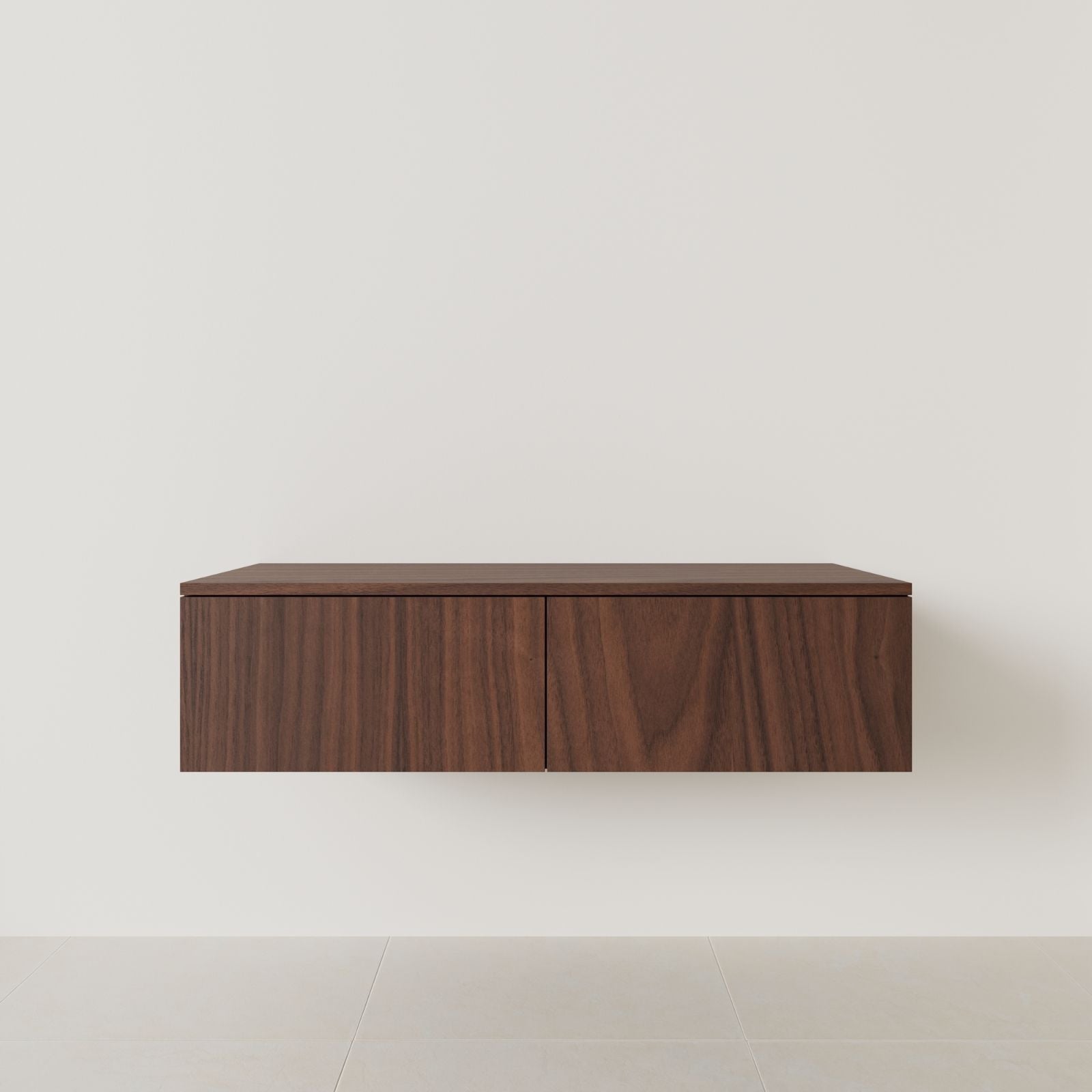 meuble salle de bain mino 120 cm double vasque suspendu noyer meuble seul vue face