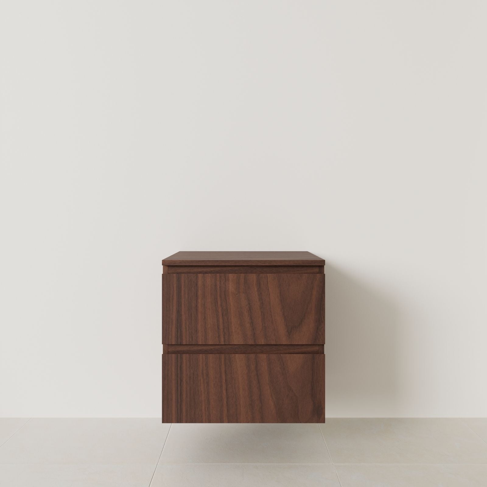 meuble salle de bain marco noyer 60 cm meuble seul suspendu poignées intégrées vue face.