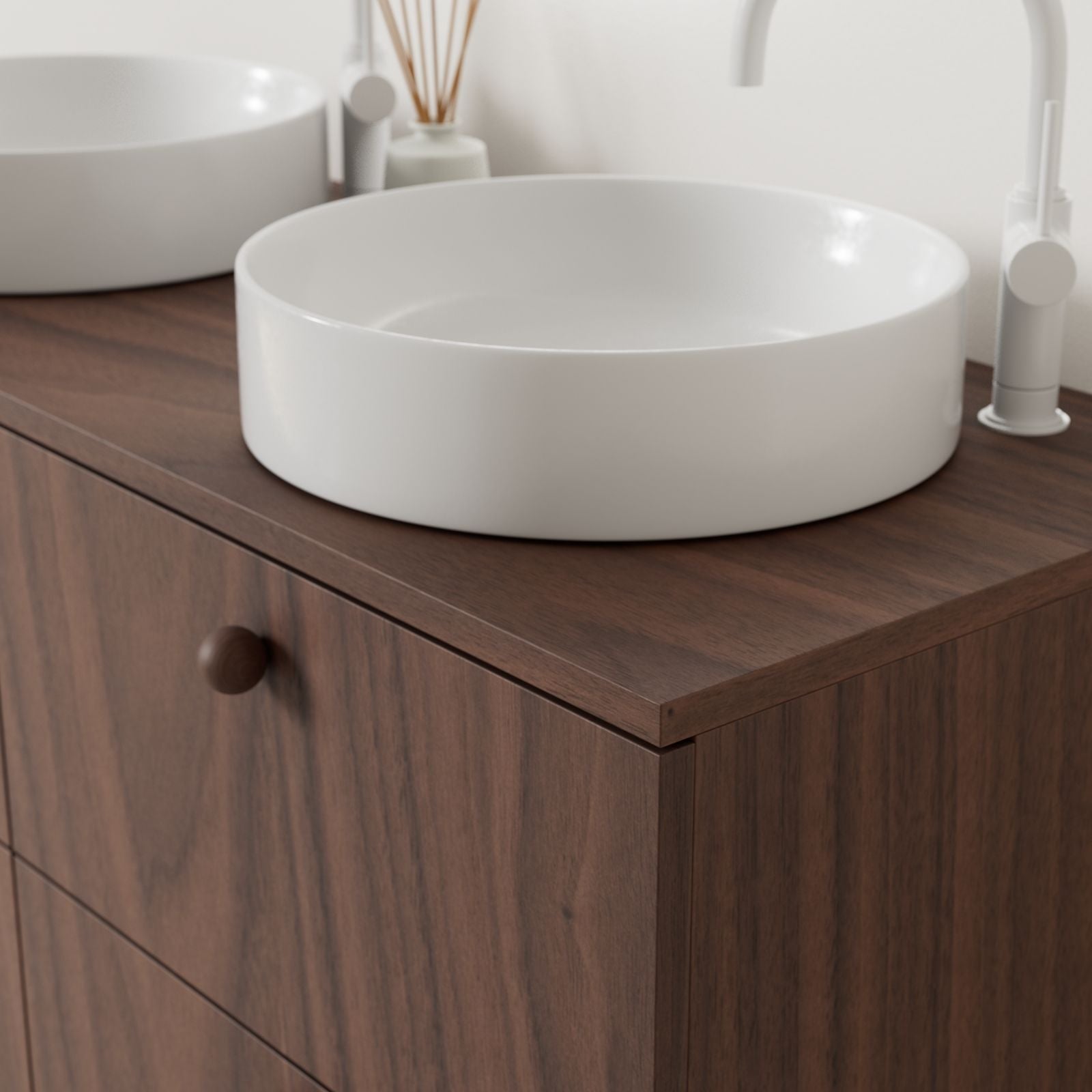 meuble salle de bain marco 120 cm noyer double vasque à poser vue angle
