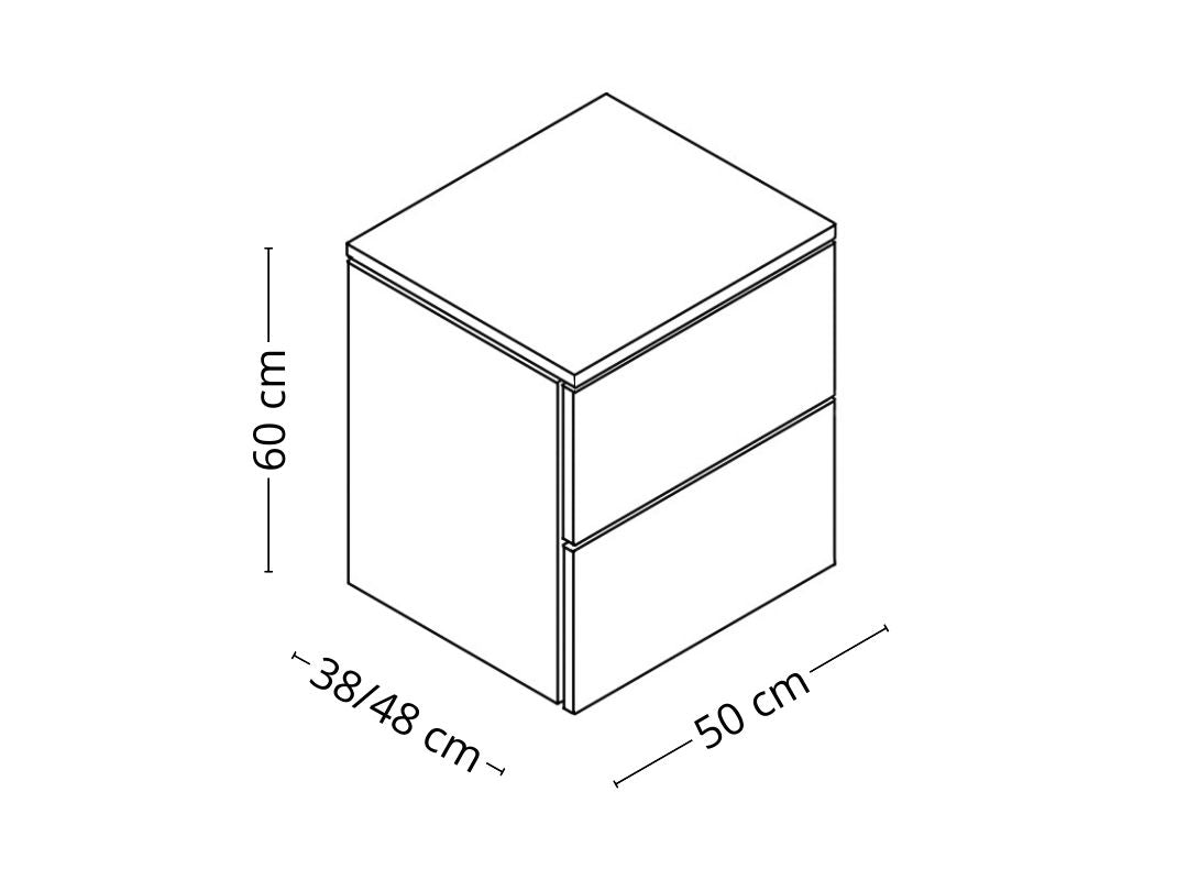 Dimensions sur vue en axonométrie avec dimensions meuble Marco 50