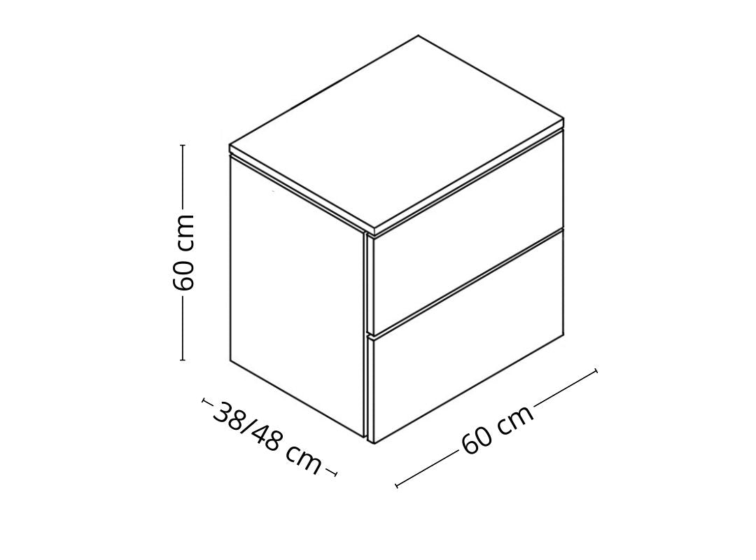 Dimensions sur vue en axonométrie avec dimensions meuble Marco 60