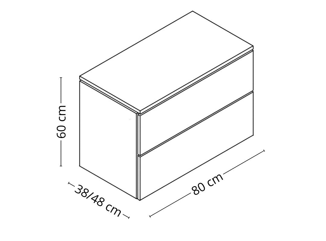Dimensions sur vue en axonométrie avec dimensions meuble Marco 80