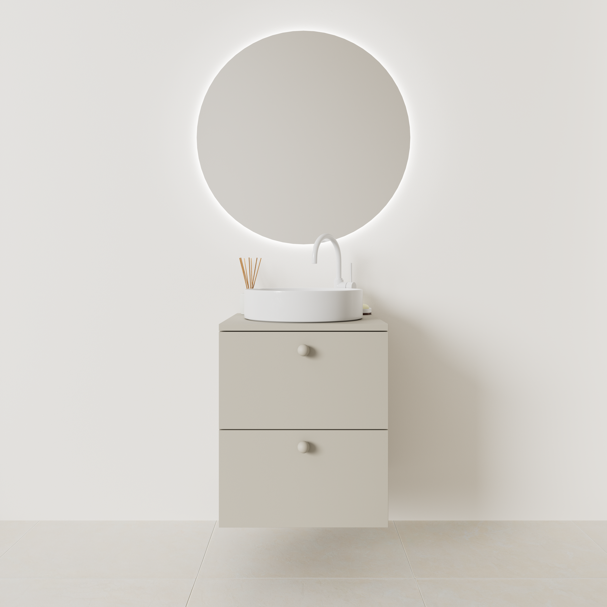 meuble salle de bain marco 50 cm greige façade lisse vue face