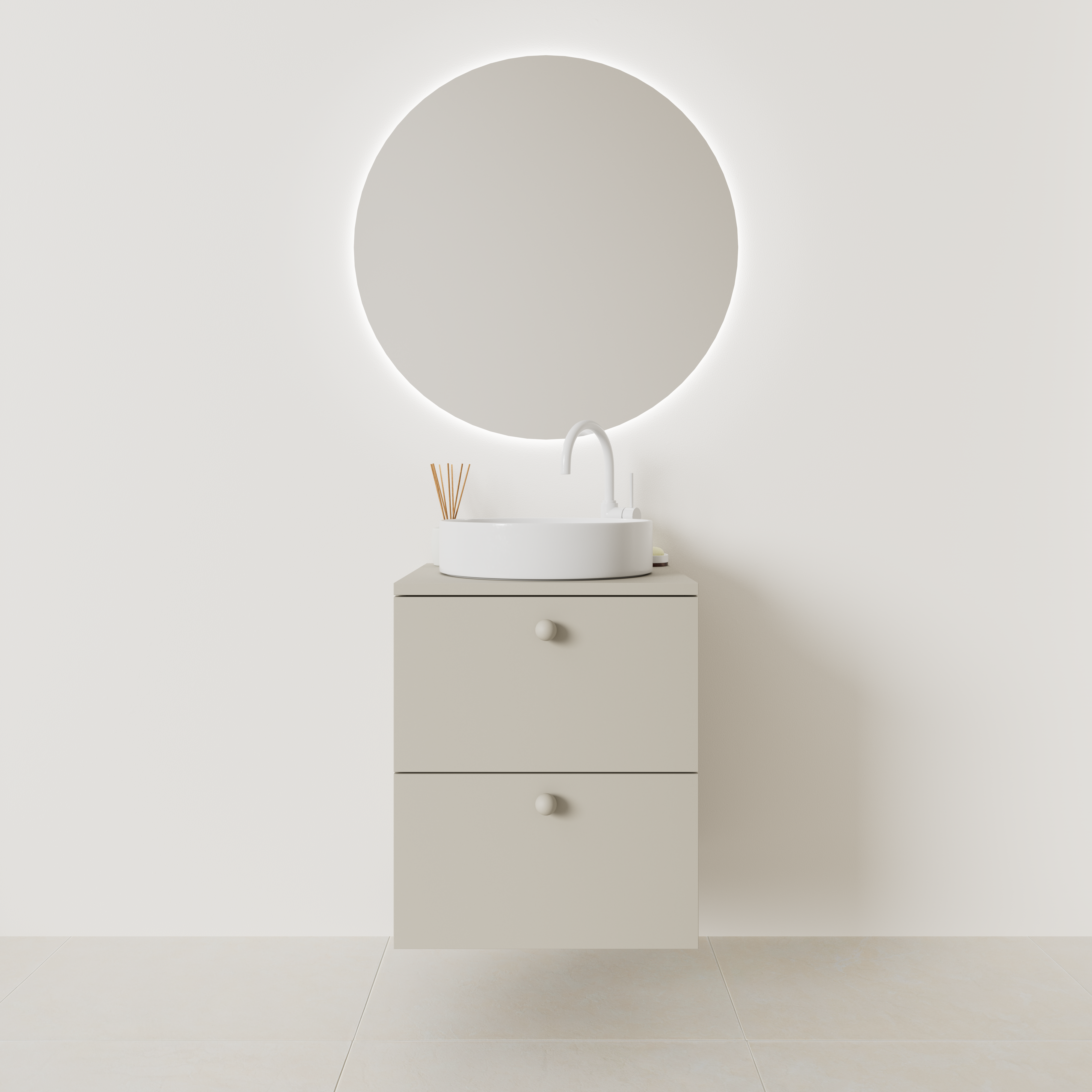 meuble salle de bain marco 50 cm greige façade lisse vue face