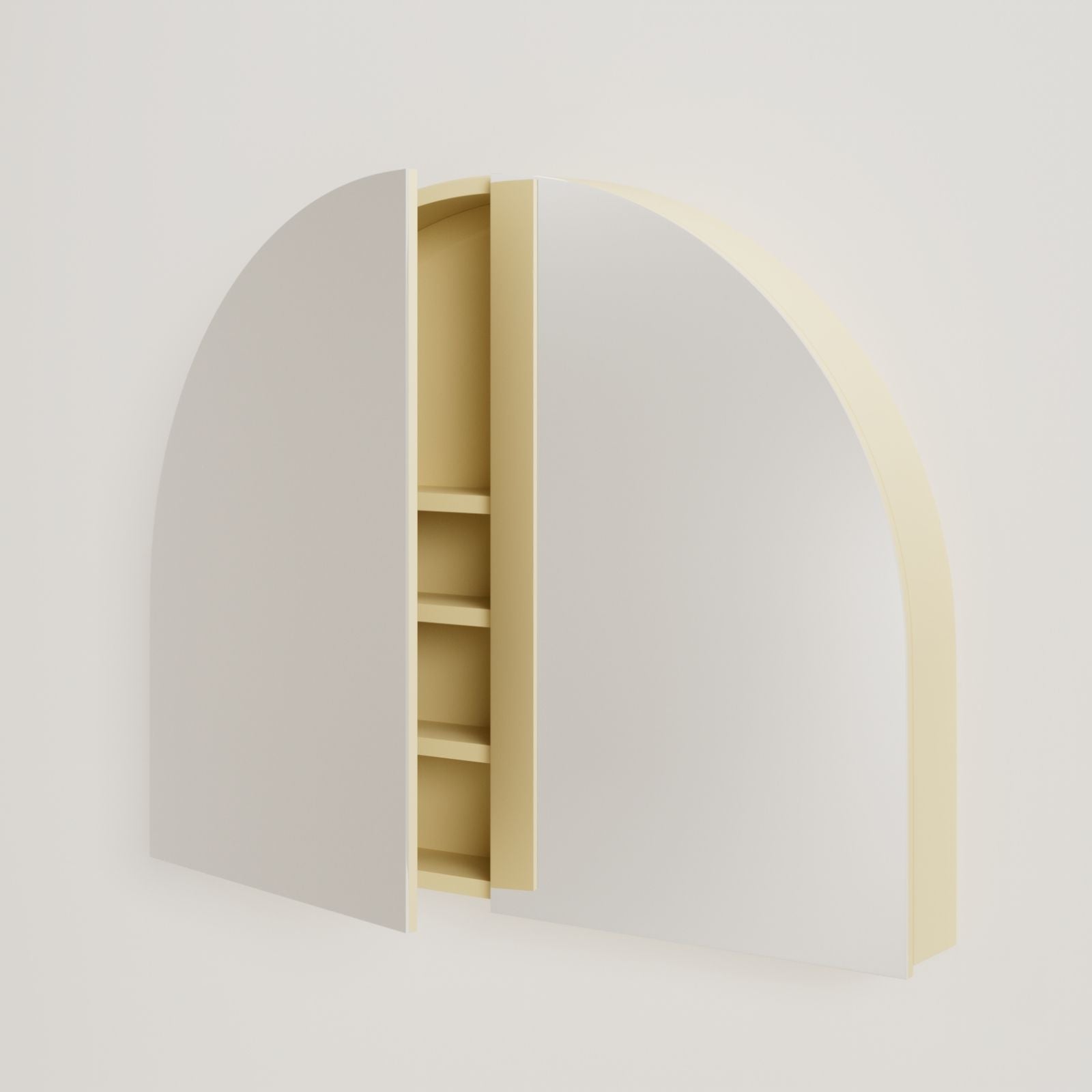 armoire de toilette miroir pola 100 cm jaune porte ouverte rangement