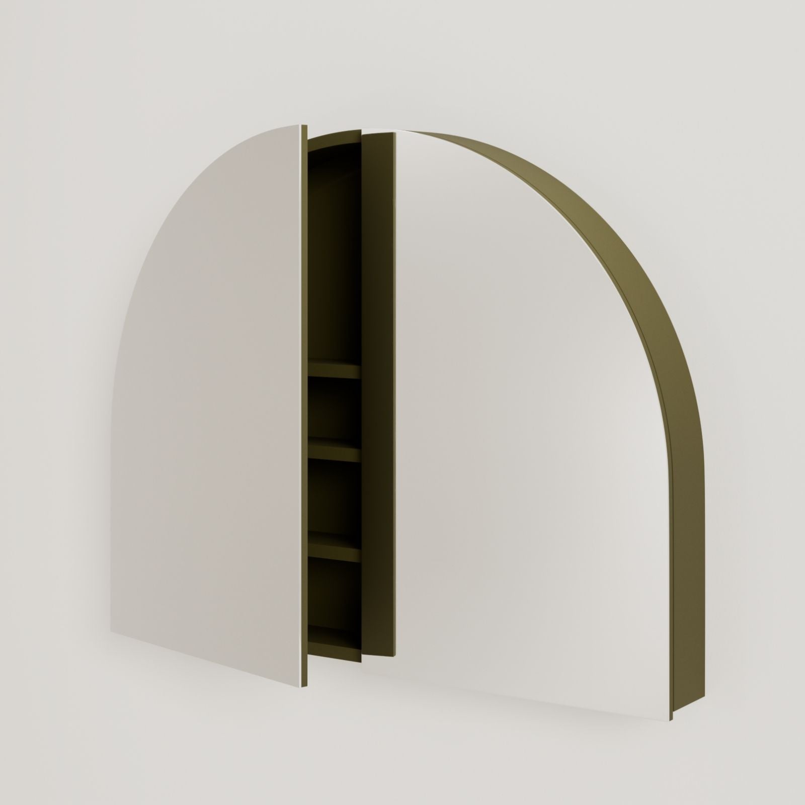 armoire de toilette miroir pola 100 cm kaki porte ouverte rangement
