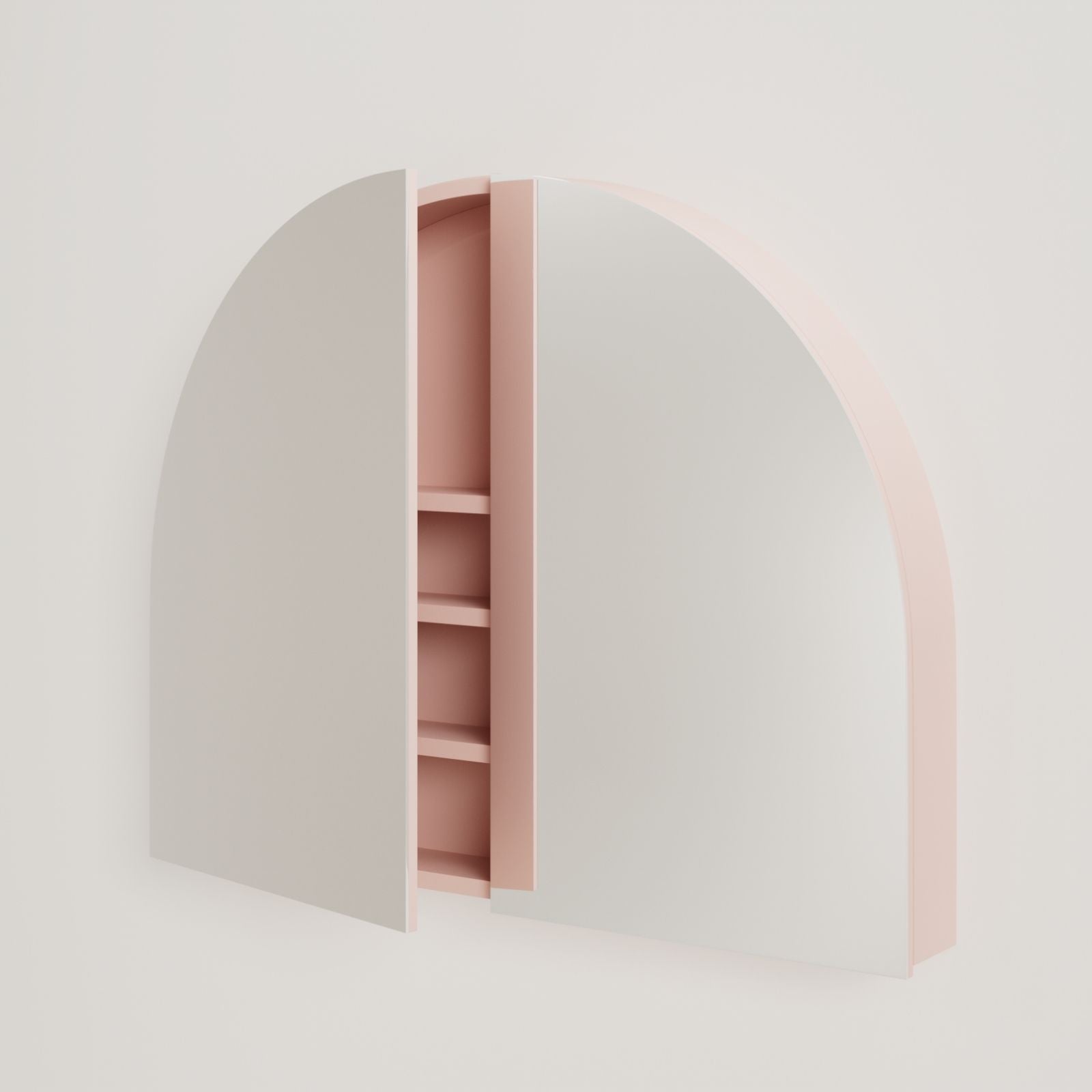 armoire de toilette miroir pola 100 cm rose porte ouverte rangement