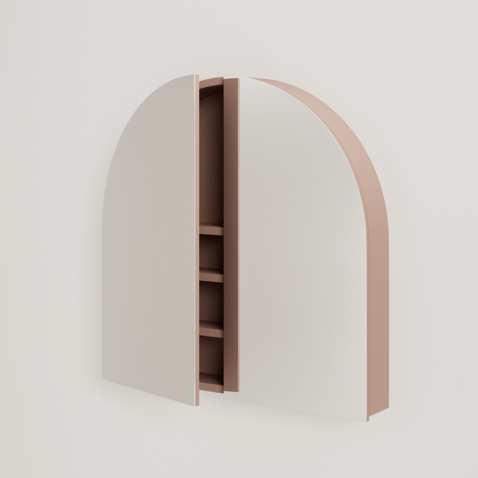 armoire de toilette miroir pola 80 cm argile porte ouverte rangement