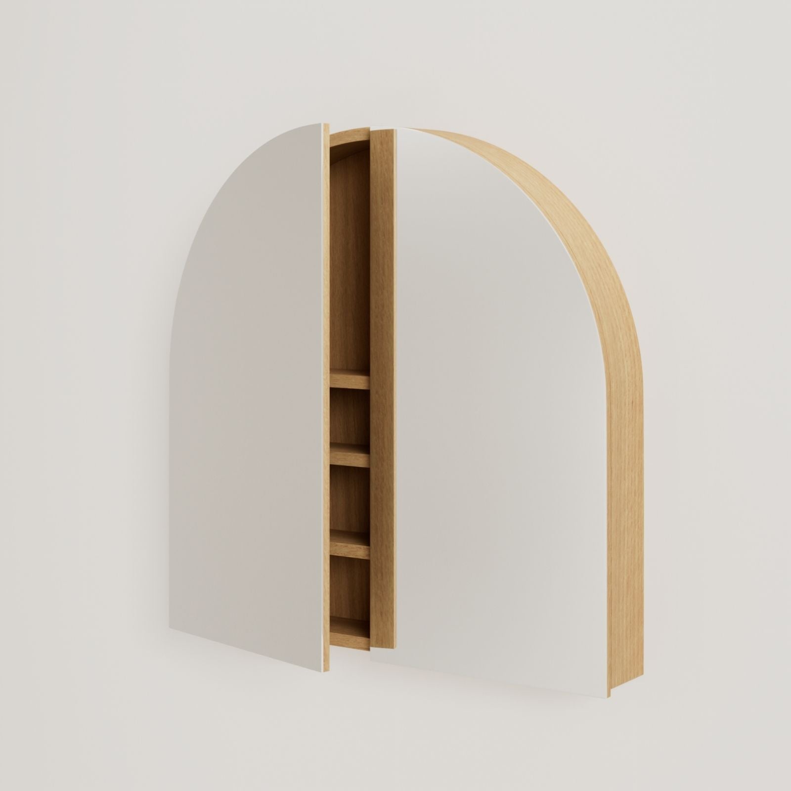 armoire de toilette miroir pola 80 cm chêne porte ouverte rangement