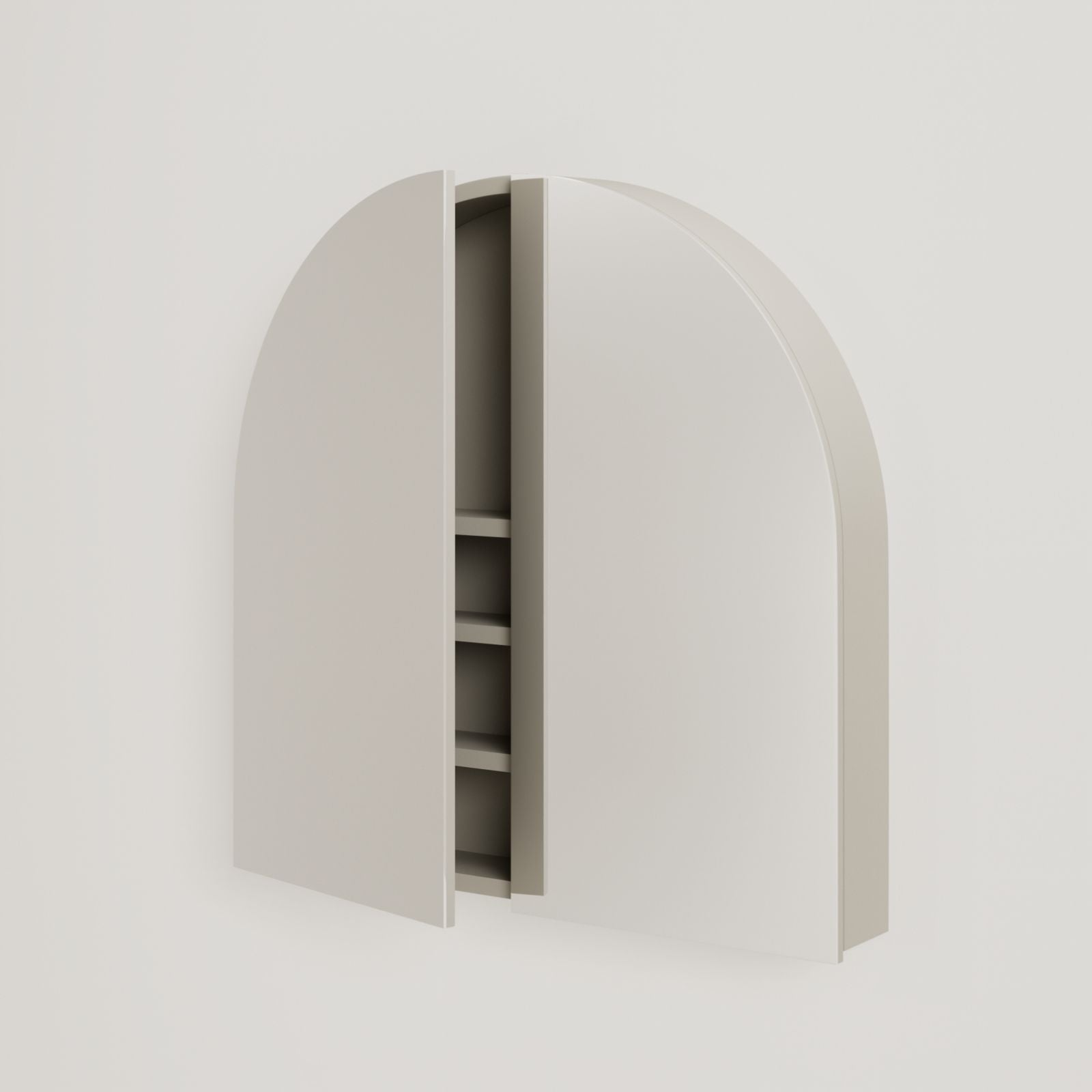 armoire de toilette miroir pola 80 cm greige porte ouverte rangement